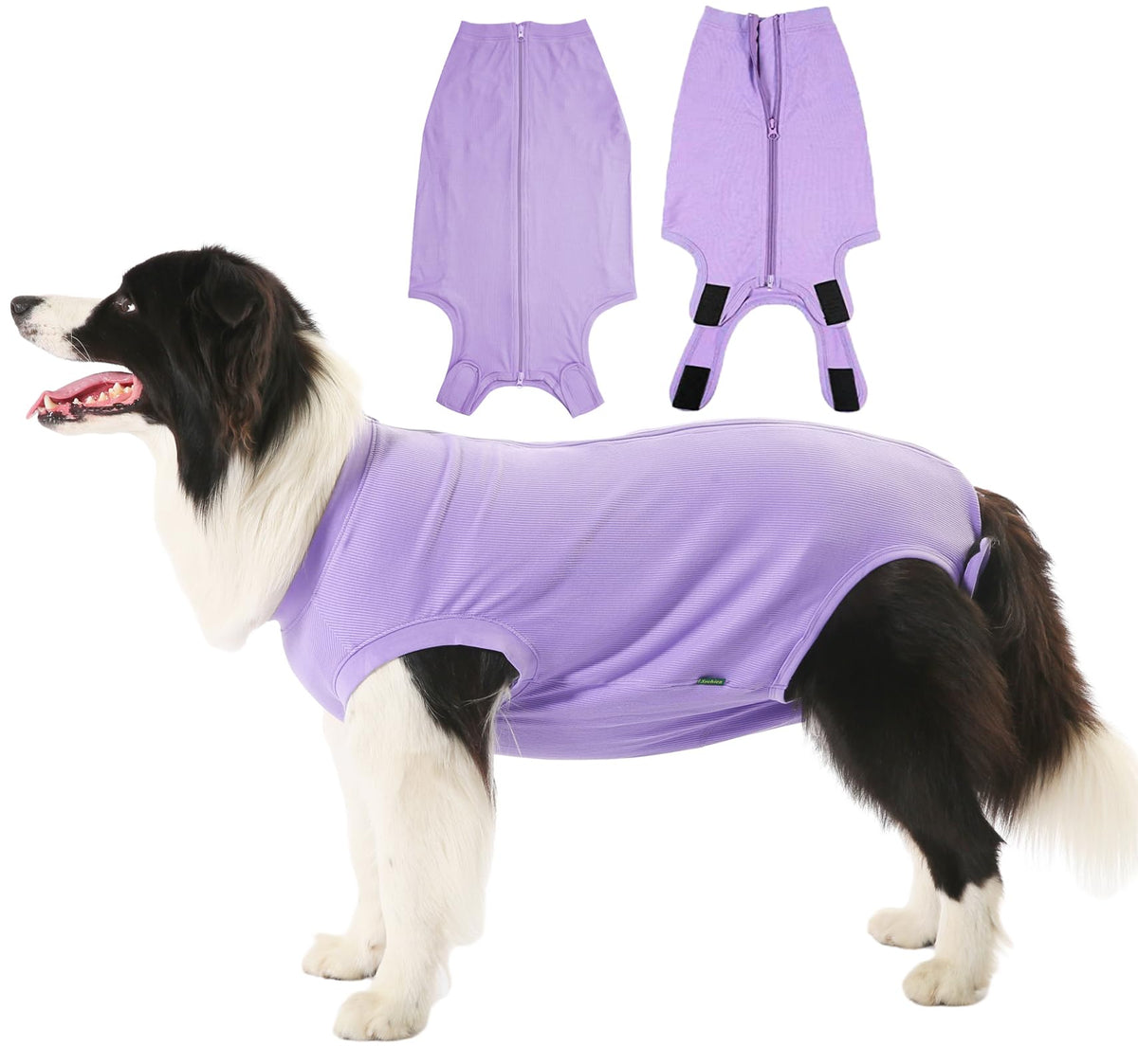 Sychien Dog Recovery Suit Female Spay Surgery Small Puppy Onesie, Zipper Closure Cotton Striped Wounds Protect Surgical Suit, Pl