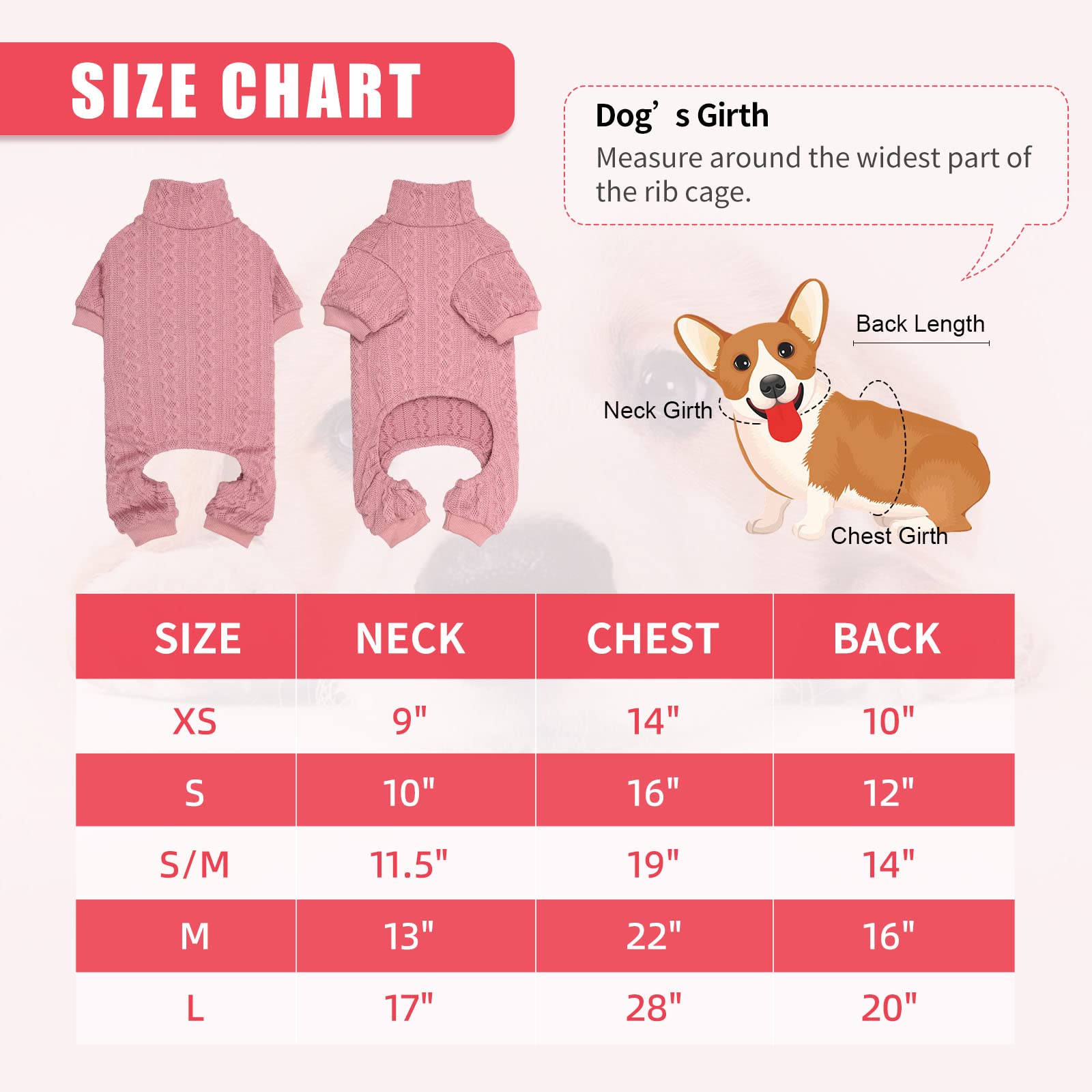 Dog Sweater Turtleneck Knitted Dog Clothes Solid Color Puppy Sweater Warm Cat Sweater Dog Sweaters For Small Dogs (Pink & Xs)