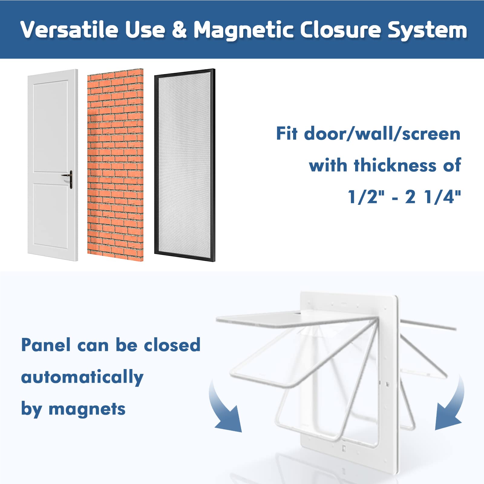 Dog Door, Plastic Pet Door By Petouch, 8.5' X 11.5' Inner Frame For Medium Dog And Pets, Easy To Install, 2-Way Locks, Durable Frame Doggy Door For Door, Screen & Wall, White Doggie Door, Medium