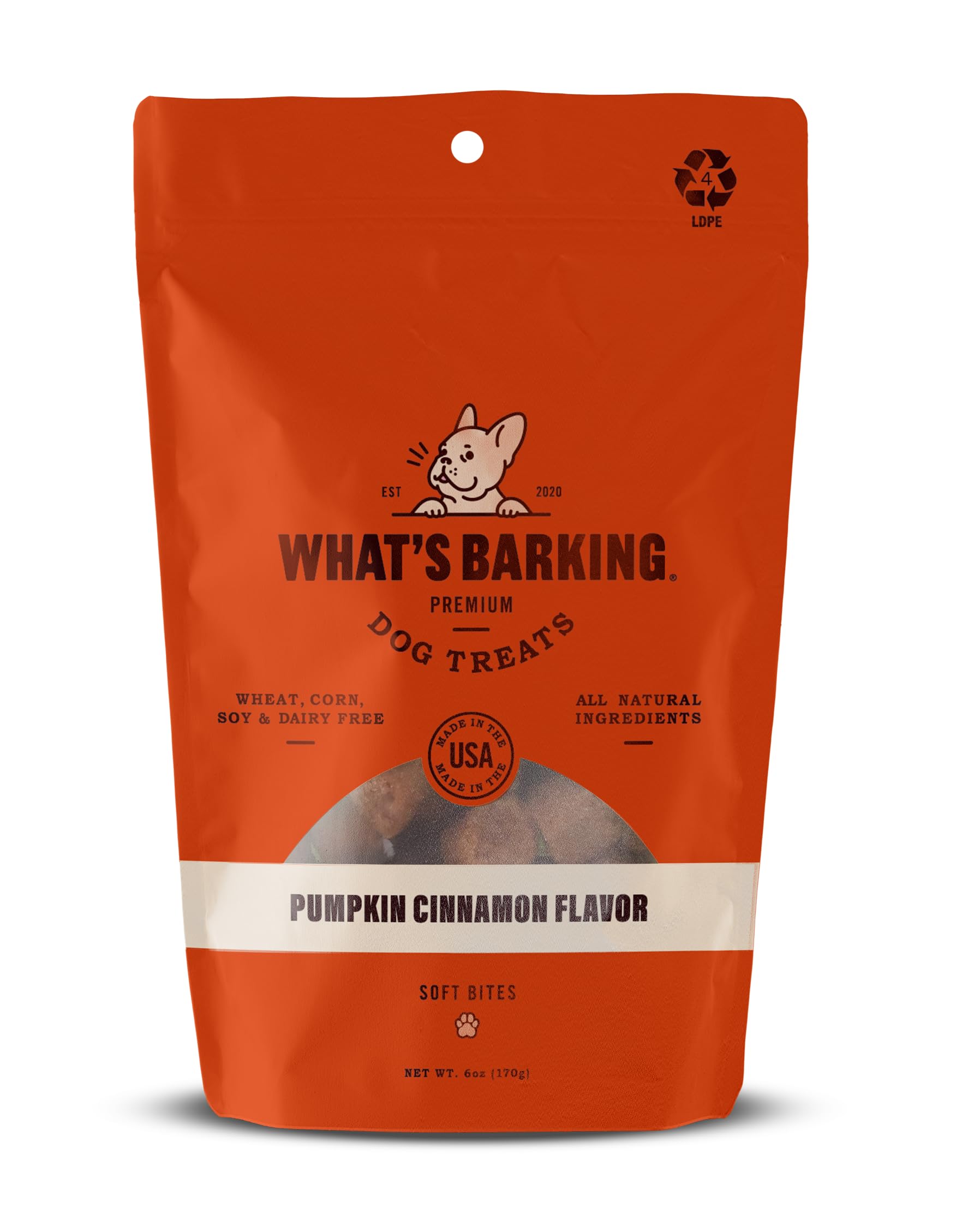 Whats Barking Soft Bites - Premium Dog Treats, Natural Ingredients, Made in The USA (6 oz, Pumpkin Cinnamon)