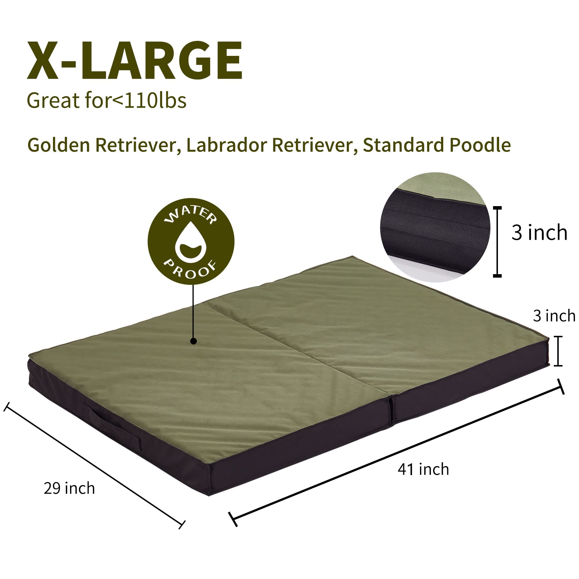 Petabby Outdoor Dog Beds For Large Dogs, Waterproof Dog Bed Portable With Washable Cover, Foldable Durable Dog Bed Orthopedic For Outside Indoor, All Weather To Use