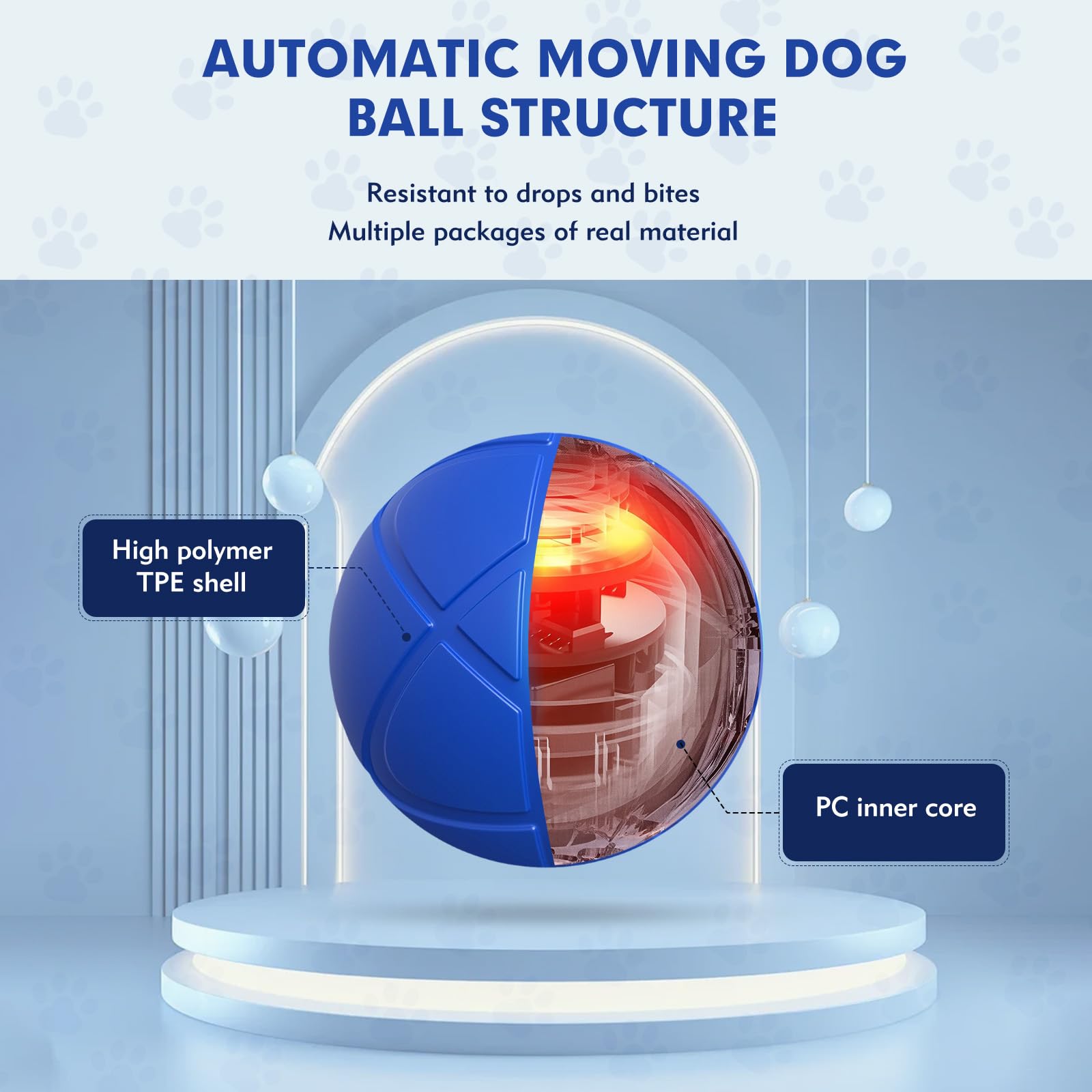 Interactive Dog Toys For Small Dogs, Usb Rechargeable Smart Jumping Ball For Dogs, Chew-Resistant Tpe & Bpa-Free Vibrating Dog B