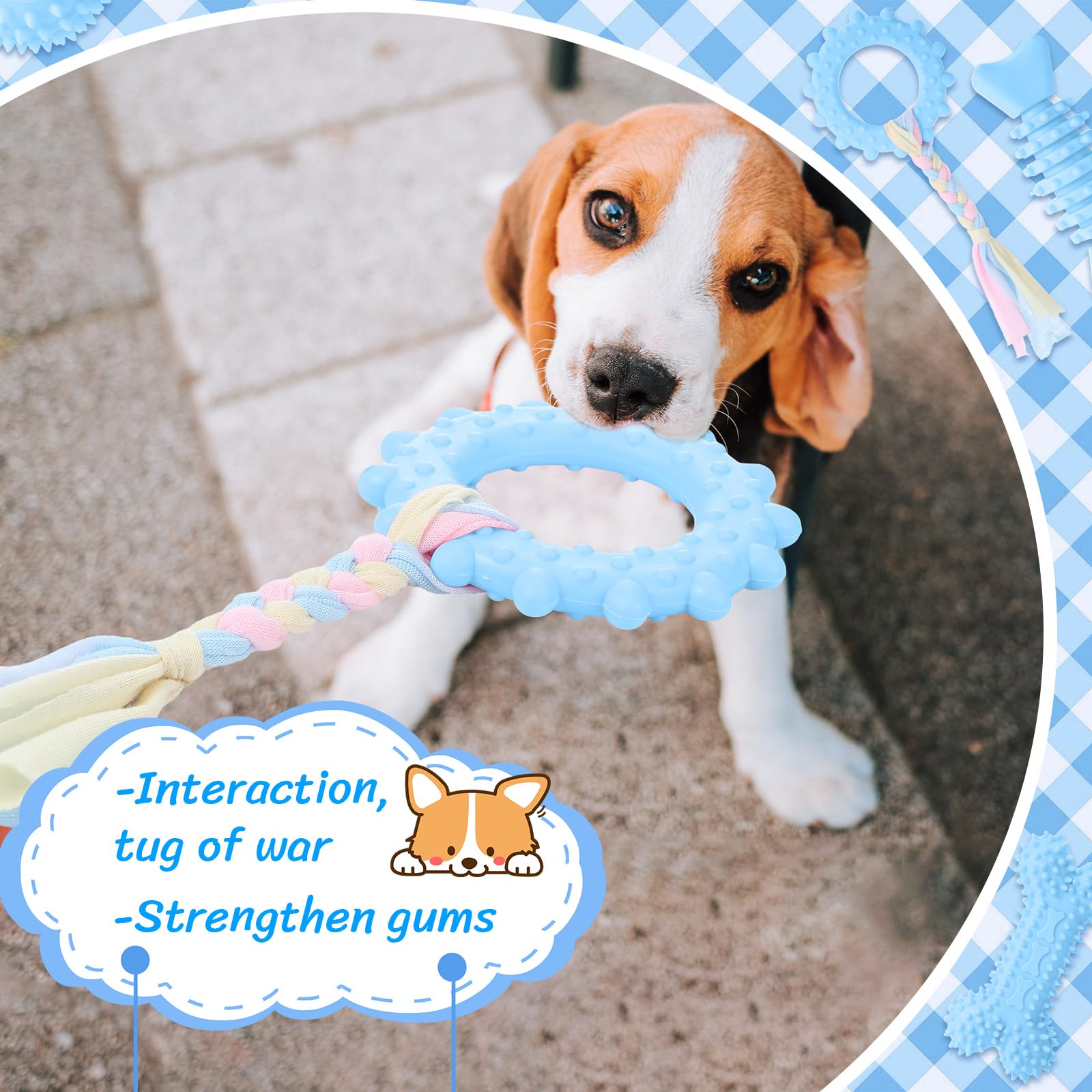 Foilswirl 9 Pack Puppy Chew Toys For Teething Puppy Teething Chew Toys For 0-6 Months Suitable For Female Small Dogs(Blue)