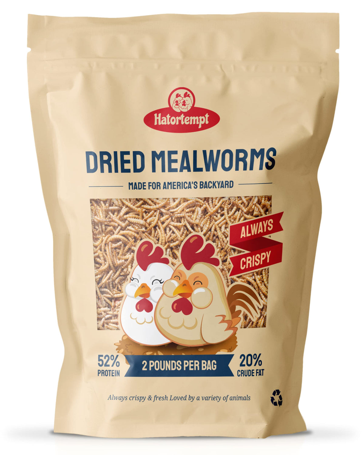 Hatortempt 2 Lb Dried Mealworms For Wild Birds & Chickens- Premium Non-Gmo Organic Feed- Nutritious High Protein Dried Meal Worm