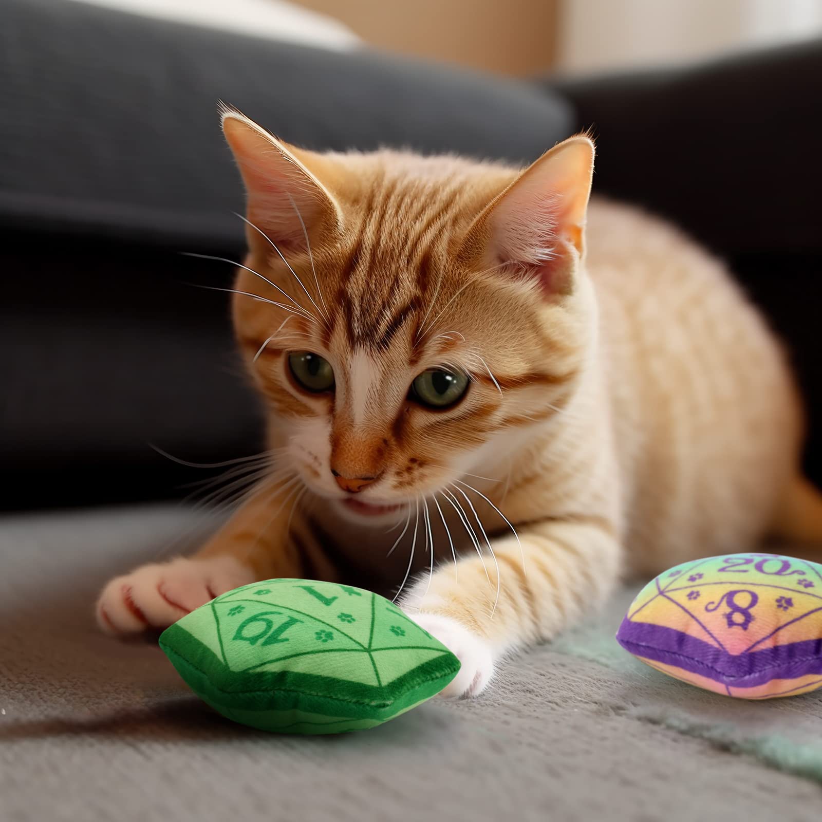 Ciyvolyeen D20 Dice Catnip Toy, Dnd Interactive Cat Toy Gifts For Role Playing Tabletop Game Soft Plush Funny Cute Kitten Teethi