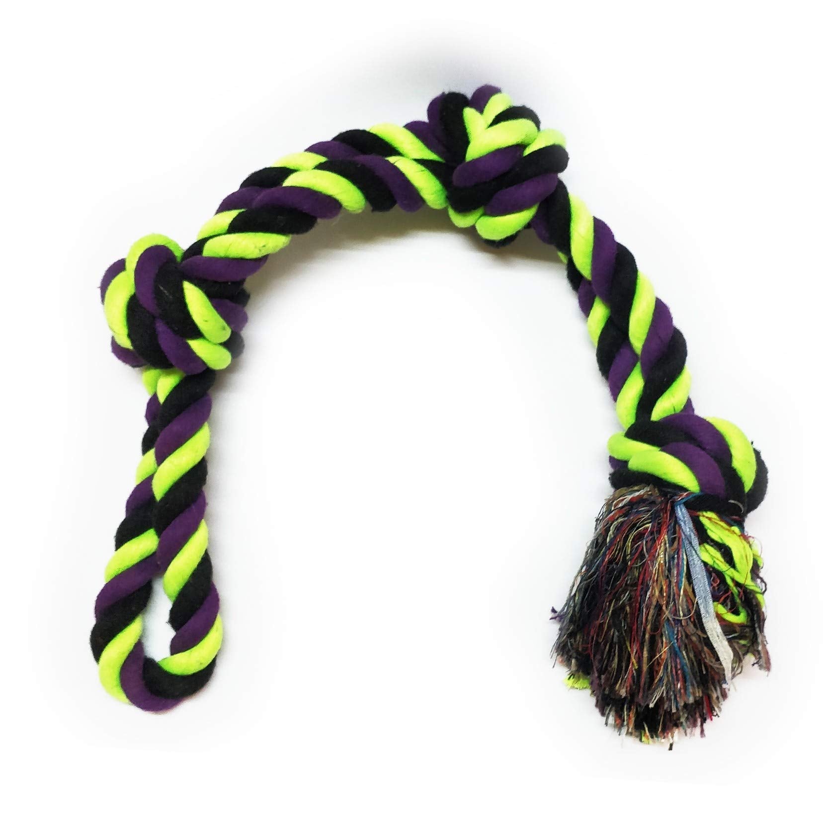 Petlicious & More Multicolor Cotton Double Rope Three Knot Toy For Maxi Dog Large Dog Rope Toy Rope Toy For Giant Dogs  Color M