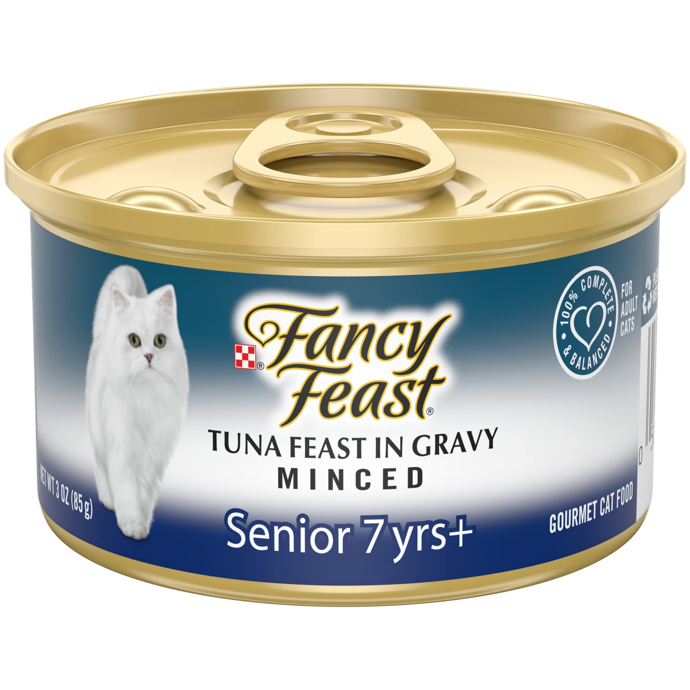 Purina Fancy Feast Senior Wet Cat Food 7 Years Plus Tuna Feast In Gravy Minced - (Pack of 24) 3 oz. Cans