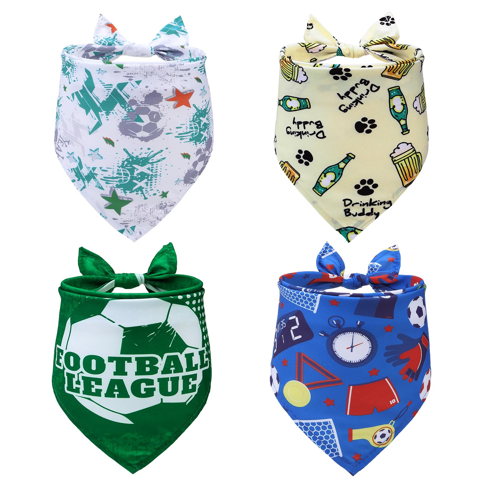 Expawlorer Fifa Club World Cup 2025 Dog Bandanas With Football Theme 4 Pack - Dog Scarf And Handkerchiefs For Puppy, Soccer Pet 