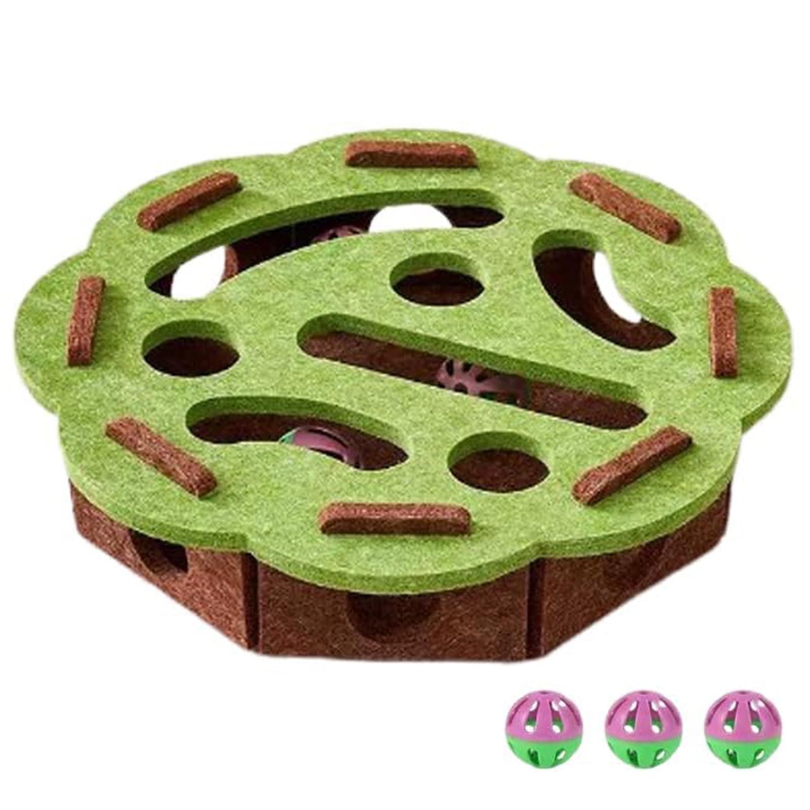 Vingtank Cat Scratch Puzzle Enrichment Box, Cat Nail File Enrichment Box, Interactive Felt Cats Puzzle Toy with Bell for Indoor 