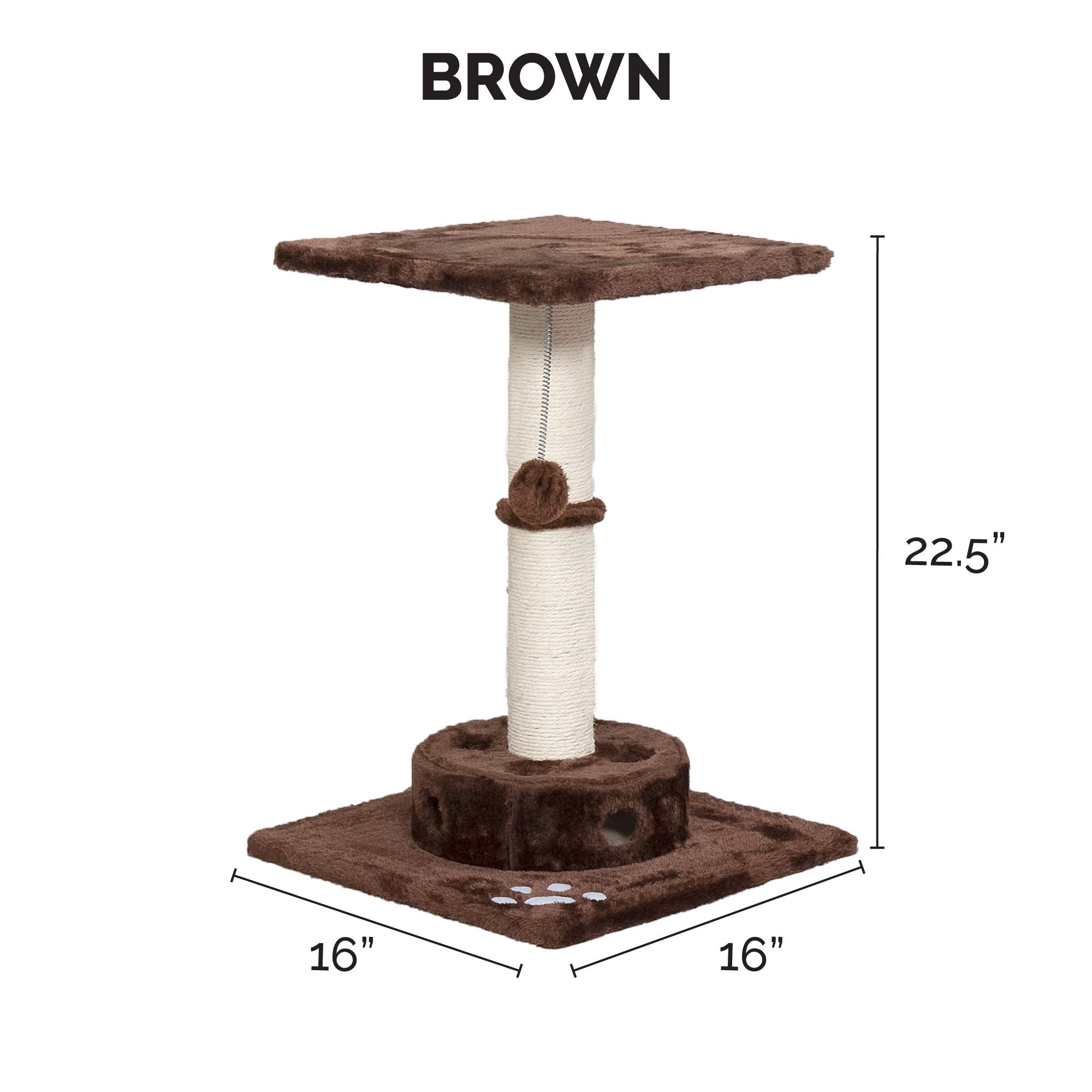 Furhaven 22.5 Tall Cat Tree for Indoor Cats, Ft. Sisal Scratching Post, Plush Ball Toy, & Busy Box Toy - Tiger Tough Scratching
