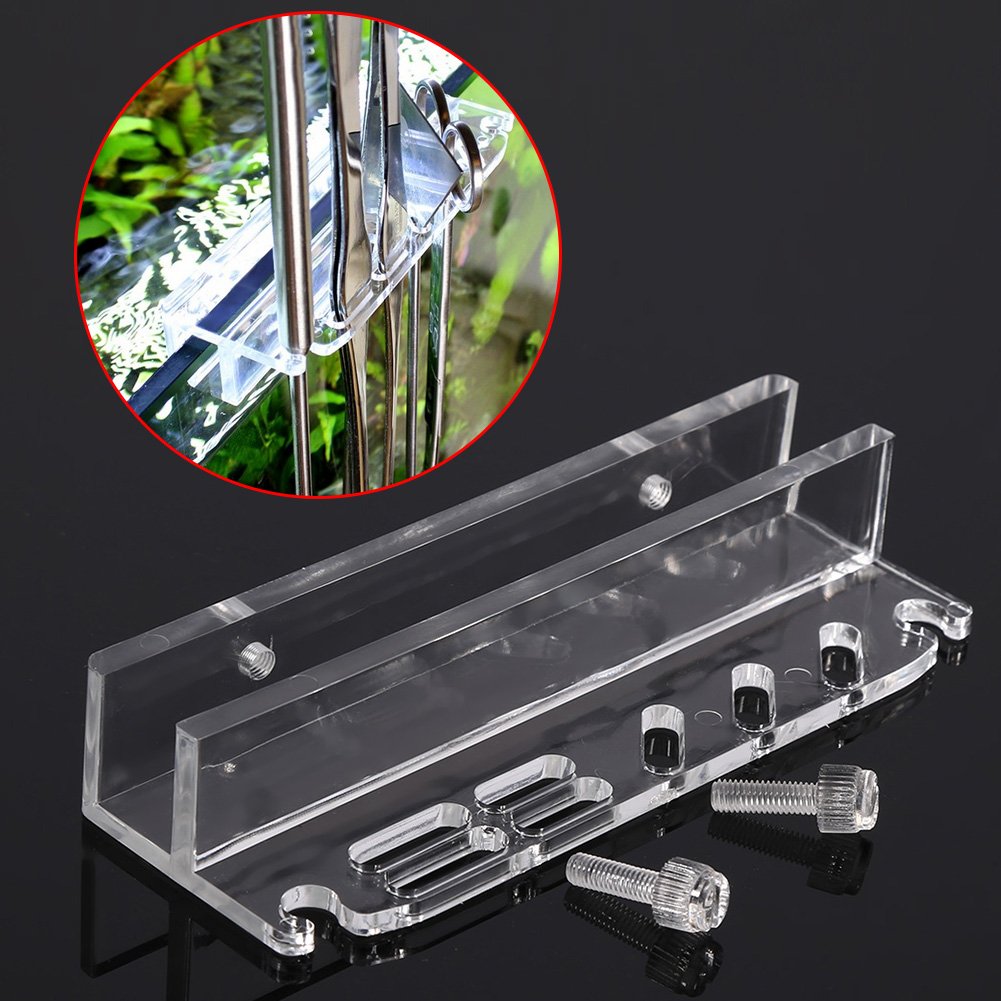 Fdit Acrylic Water Plants Grass Maintenance Tool Holder Aquarium Rack Organizer Fish Tweezers Scissors Storage Rack