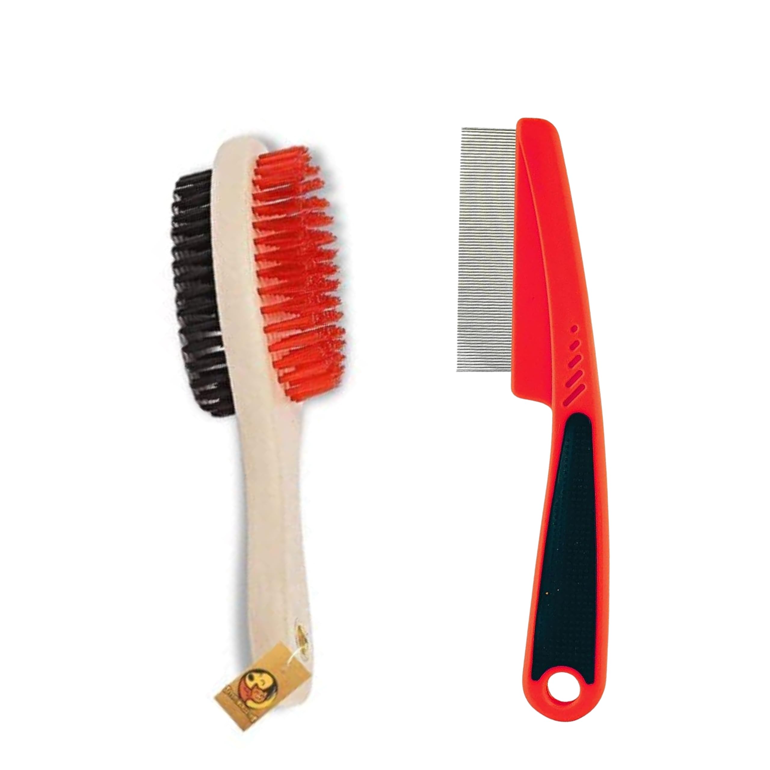 Foodie Puppies Pet Grooming Accessories Combo Comfortable To Use For Dogs And Puppies (Flea CombWooden 2Side Brush L Combo)