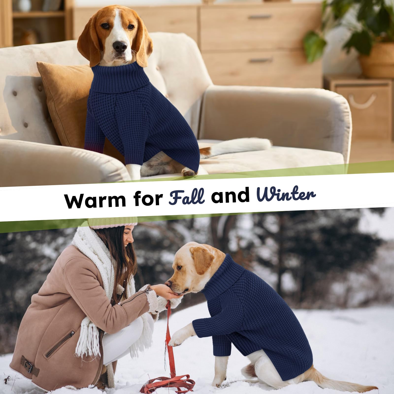 Queenmore Small Dog Sweater, Plaid Doggie Sweater, Long Sleeve Knitted Puppy Sweater With Check Pattern, Warm Pet Sweaters, Soli