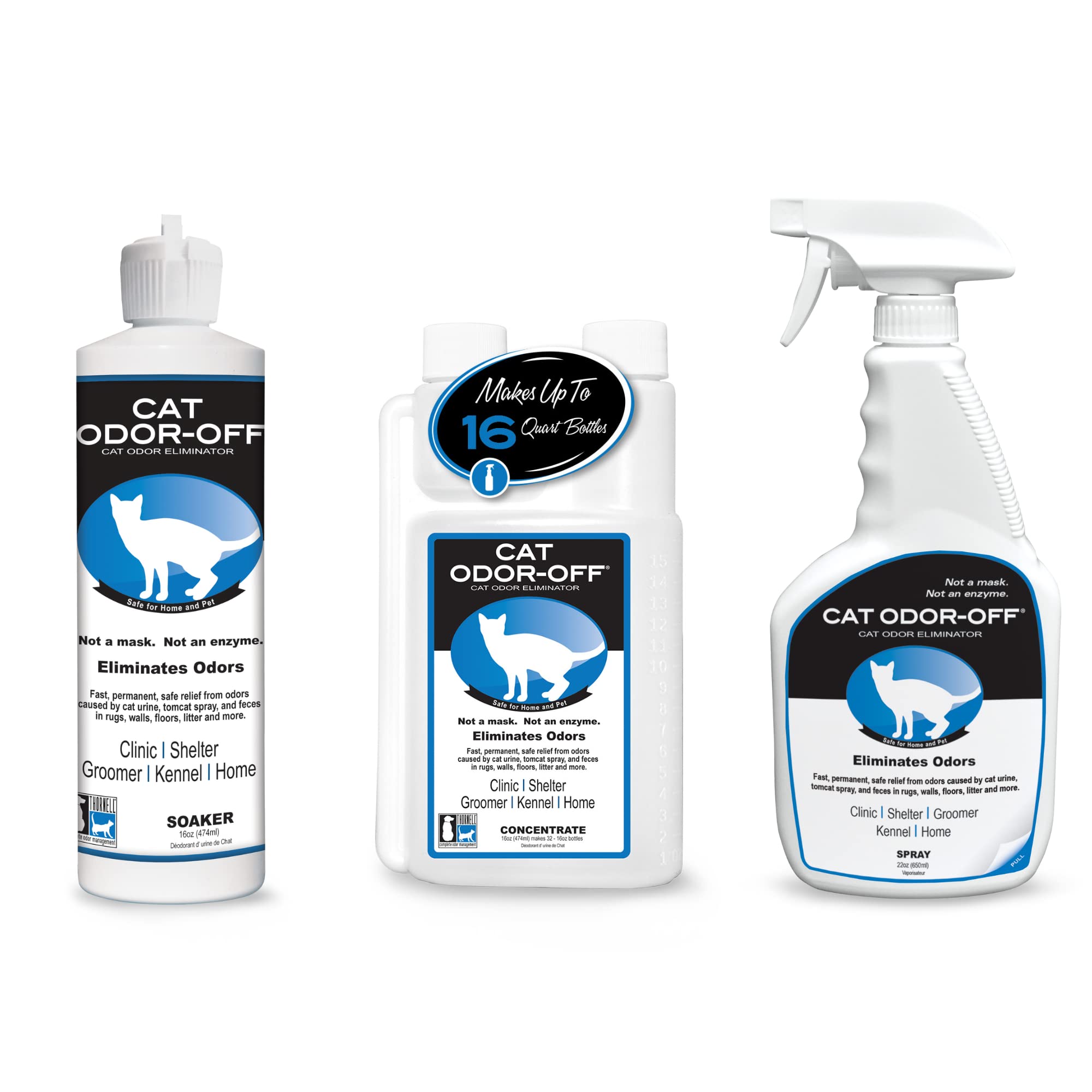 Thornell Cat Odor-Off Concentrate Pet Smell Odor Eliminator Bundle - Cat Odor Eliminator Concentrate For Pet Urine Odor, Tomcat 