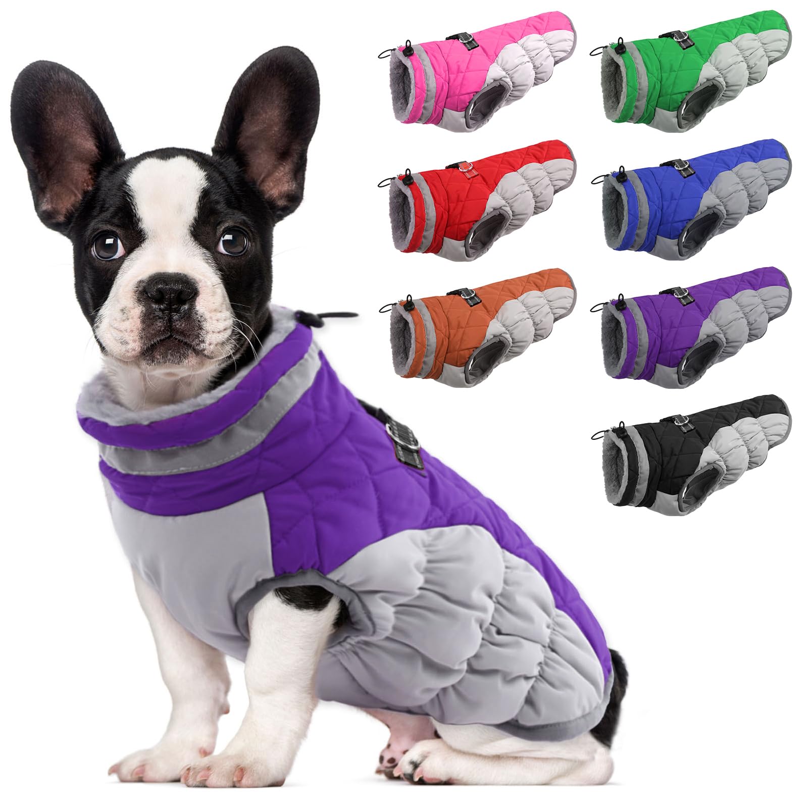 Lelepet Warm Dog Winter Coat Cold Weather Jacket Windproof Reflective Turtleneck Dog Vest With Plush Neckline D-Ring For Leash Thick Fleece Lining Dog Jacket Pet Apparel For Small Medium Large Dogs
