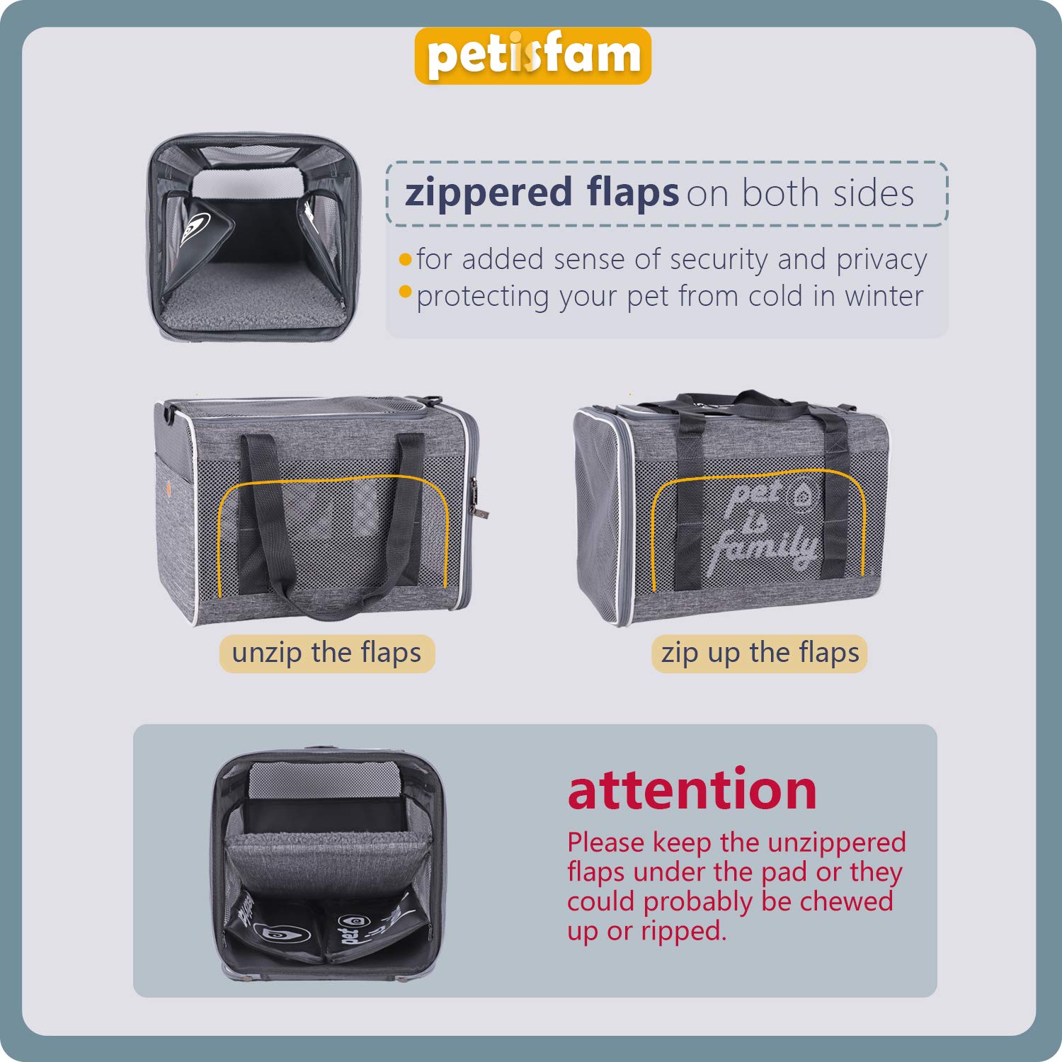 Petisfam Large Cat Carrier With Privacy Flaps For Nervous And Sensitive Cats