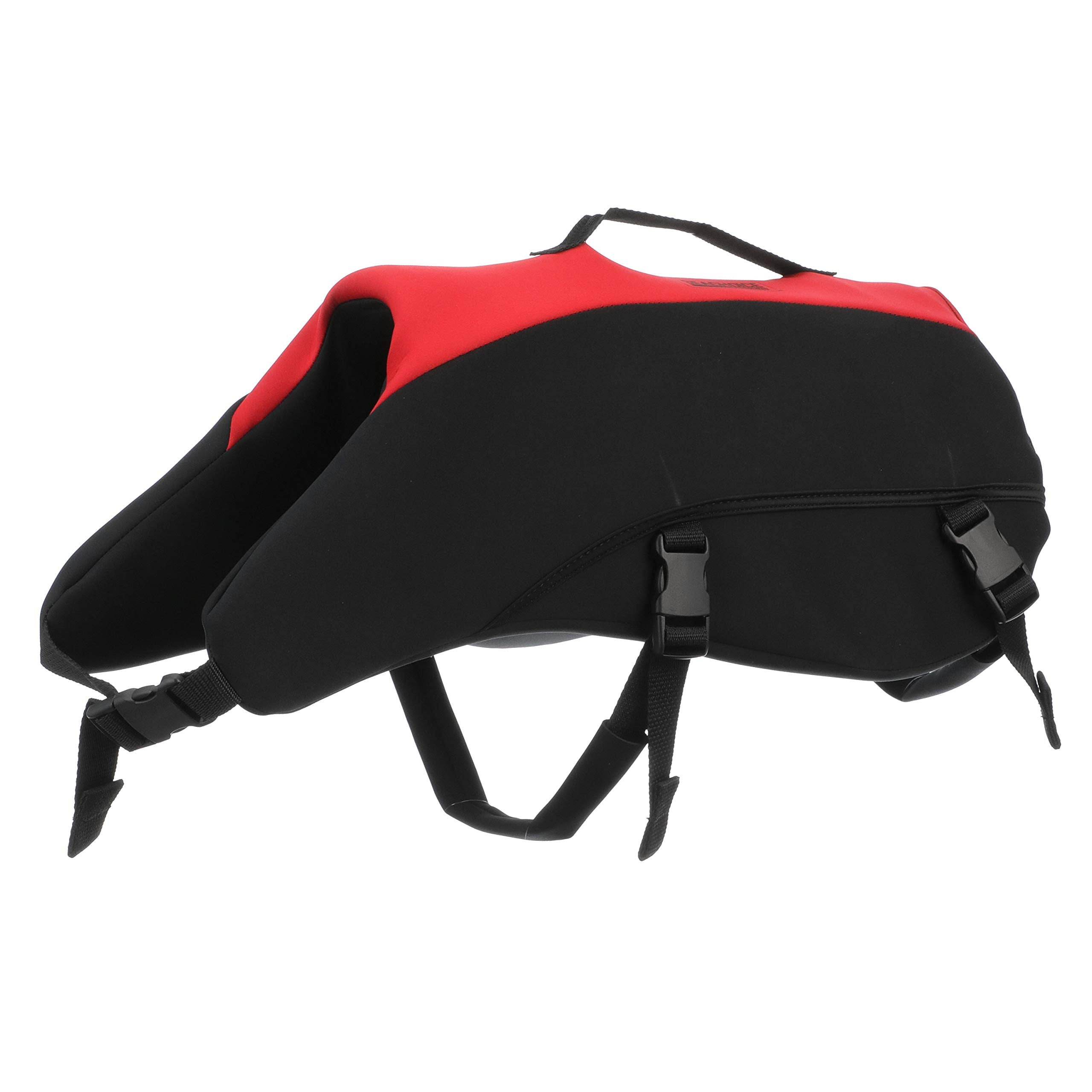 Seachoice Dog Life Vest, Adjustable Life Jacket For Dogs, W/Grab Handle, Red And Black, Size Large, 50-90 Lbs.