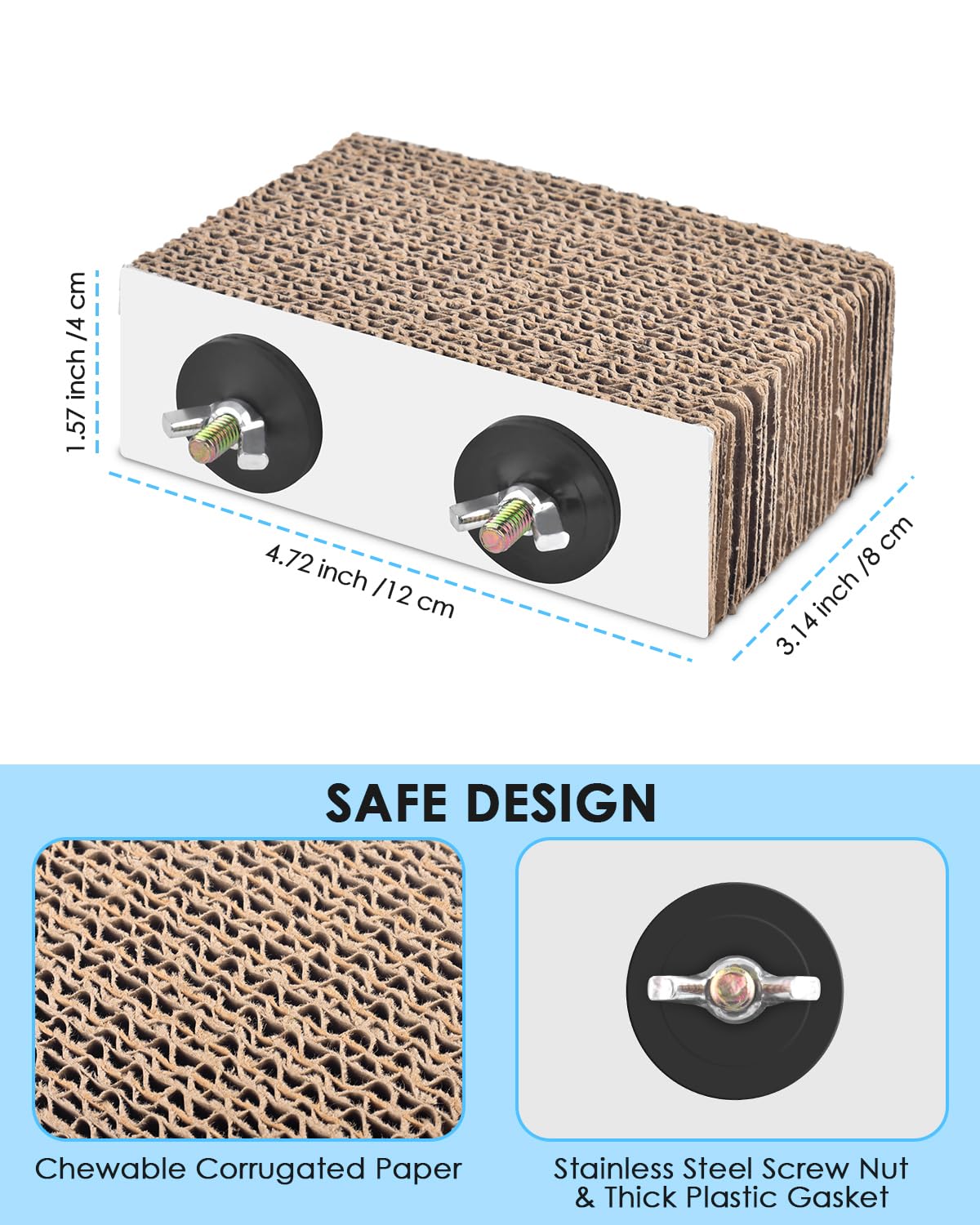 Katumo Conure Toys, 4.7 Inch Cockatiel Foraging Shredder Chewing Toys Parakeet Perch Stand Bird Cage Assessory For Lovebird Parr