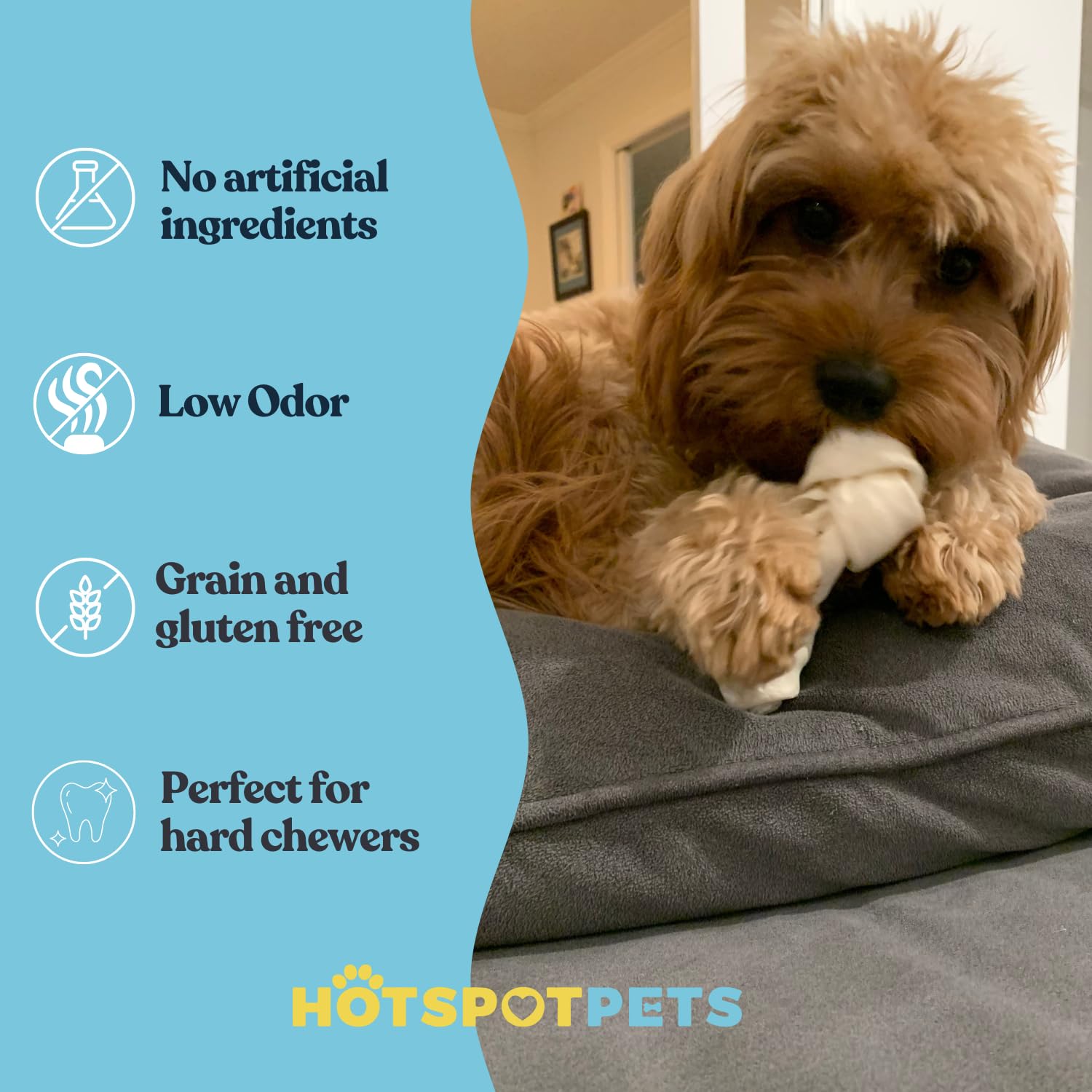 hotspot pets 4-5 Inch Rawhide Dog Chew Bones - Choice of 10, 20, 30 Packs - from Grass Fed Brazilian Cows - Promotes Dental Hygi