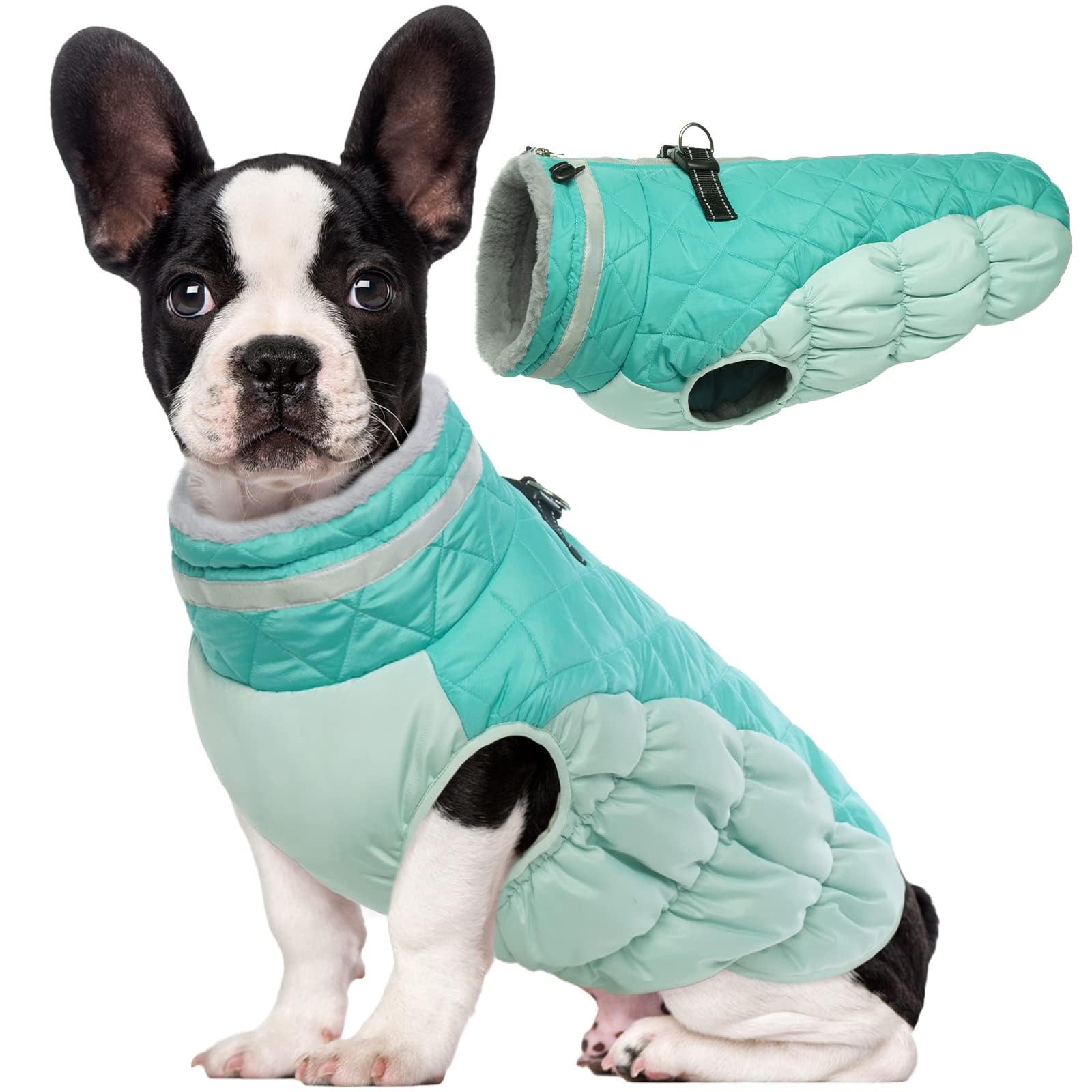 Lelepet Warm Dog Winter Coat,Small Dog Coat Waterproof Dog Jacket With Harness Dog Cold Weather Coats Windproof Reflective Dog Fleece Vest Turtleneck Zippered Dog Snow Jacket Dog Coats For Small Dogs