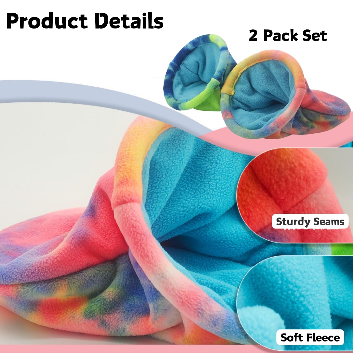 2 Pack Guinea Pig Snuggle Sack Soft Fleece Large Hideout Ferret Cozy Cave Hamster Sleeping Bag Small Animal Bed For Rabbit Bunny