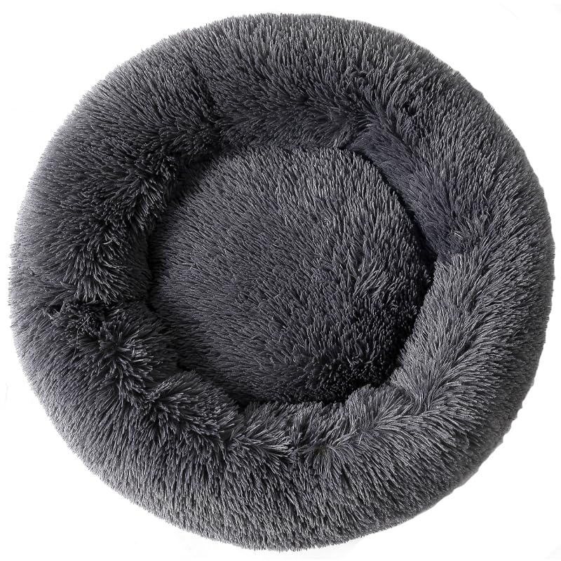 Round Dog Bed Fluffy Cat Bed Small Dog Bed Pet Bed Calming Donut Cat Bed Round Puppy Bed Calming Pet Bed Suit For 8Kg Dog And Ca