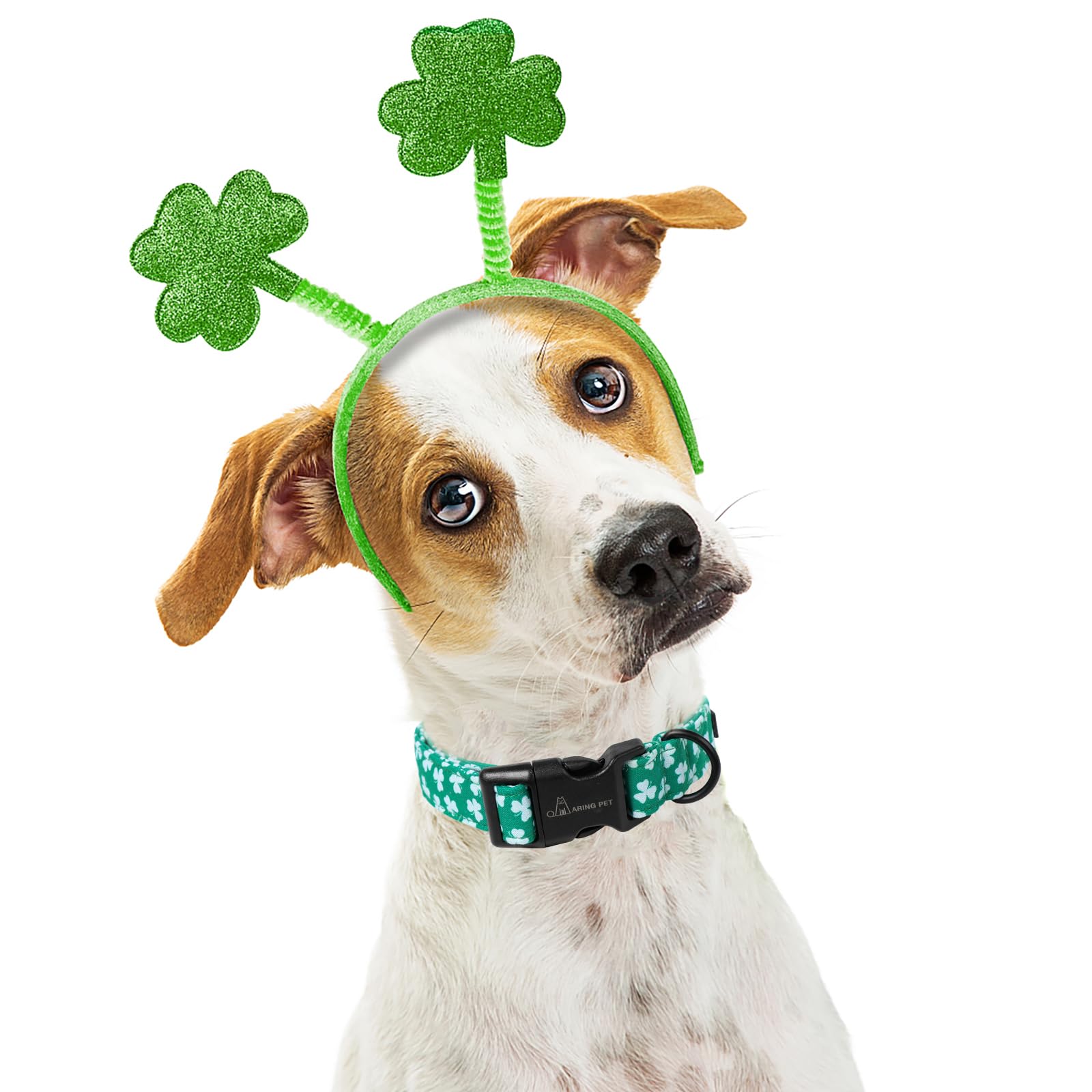 Aring Pet St Patrick'S Day Dog Collar-Cute Clovers Dog Collar, Adjustable Cotton Shamrock Pet Collar Trefoil Puppy Collars With