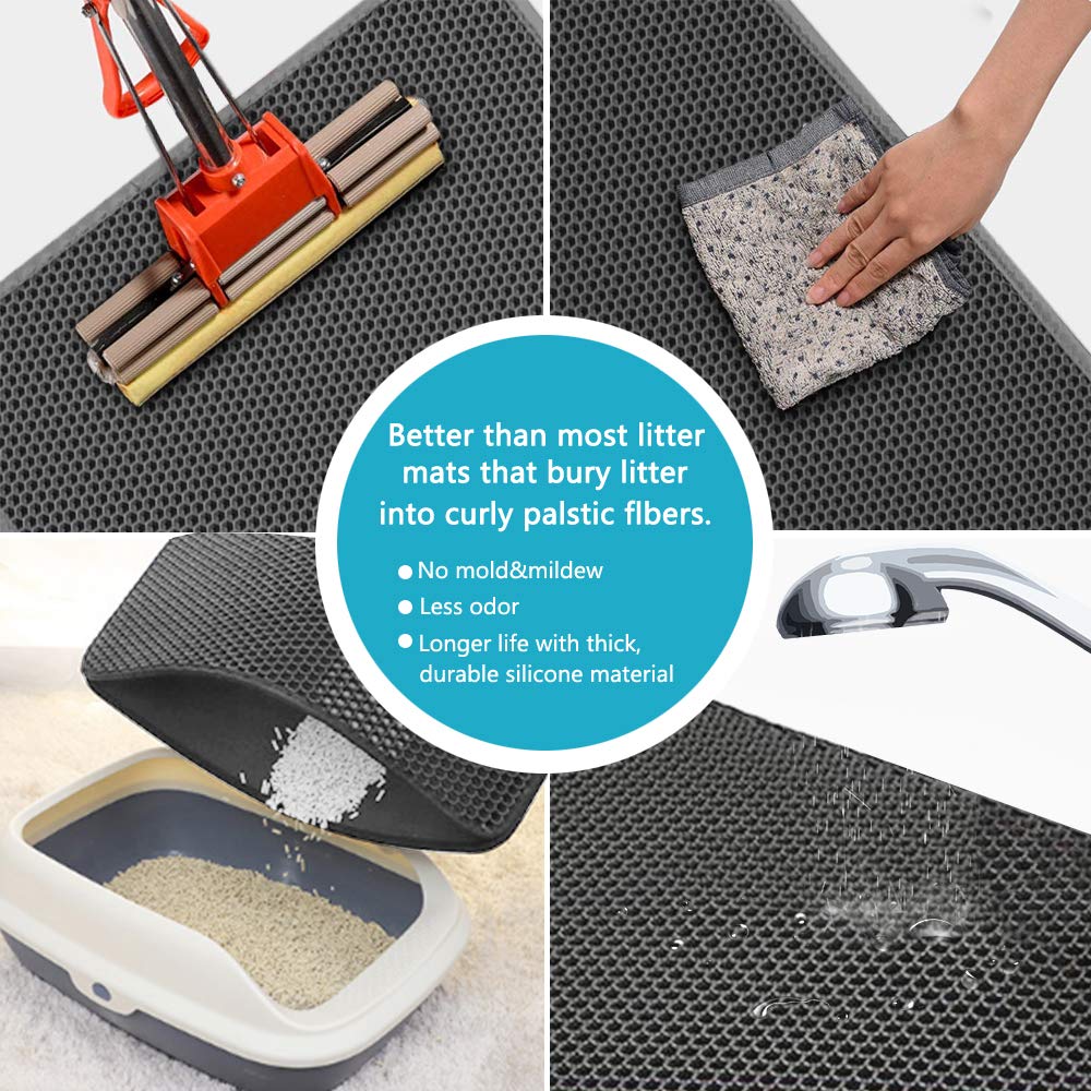Kaxionage Cat Litter Mat, 24X30 Inch Litter Box Mat,Honeycomb Double Layer Trapping Litter Mat Design,Waterproof Urine Proof Kit