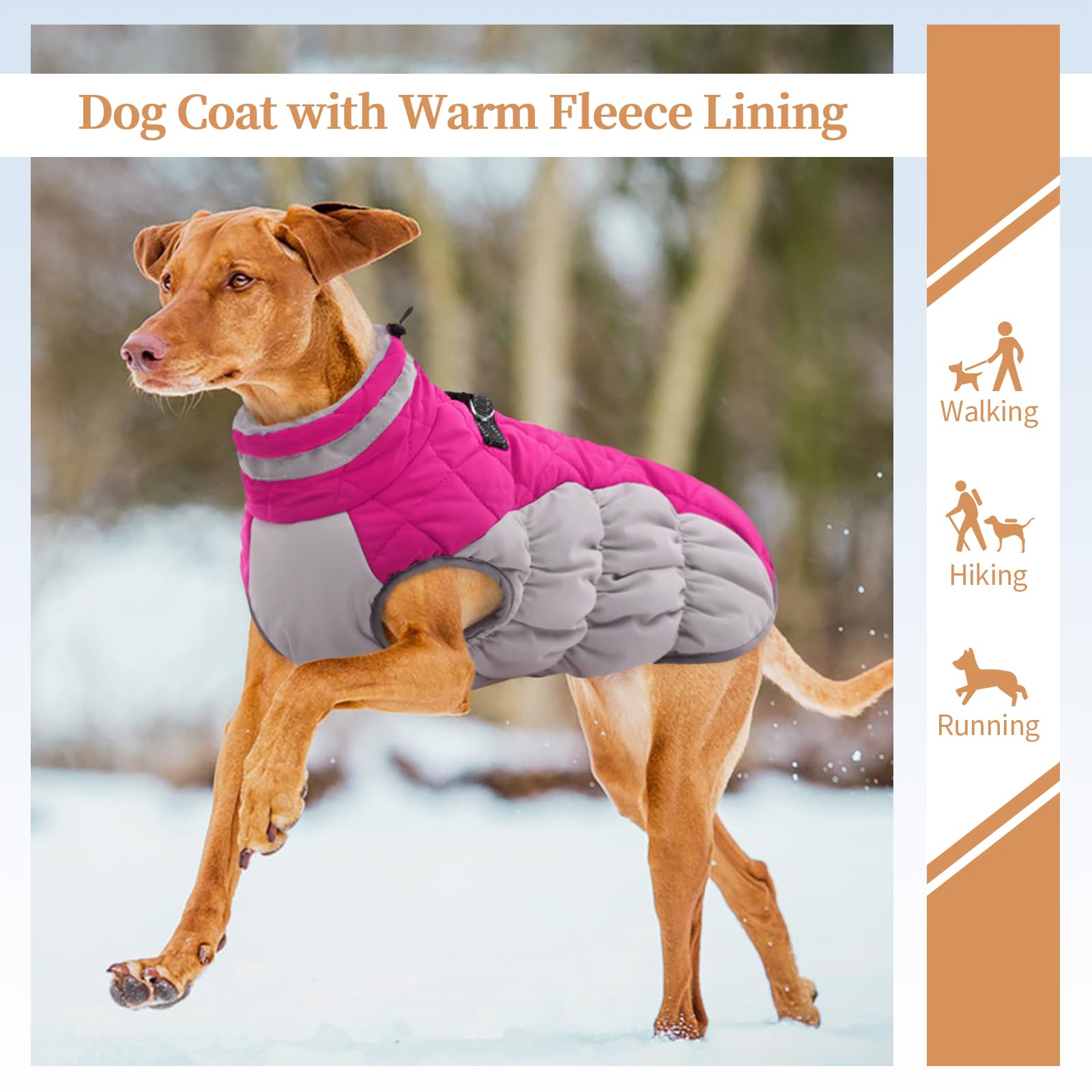 Ouobob Dog Coat, Dog Jackets For Large Dogs, Dog Winter Coat With Harness Built In, Dog Cold Weather Coats Waterproof, Reflectiv