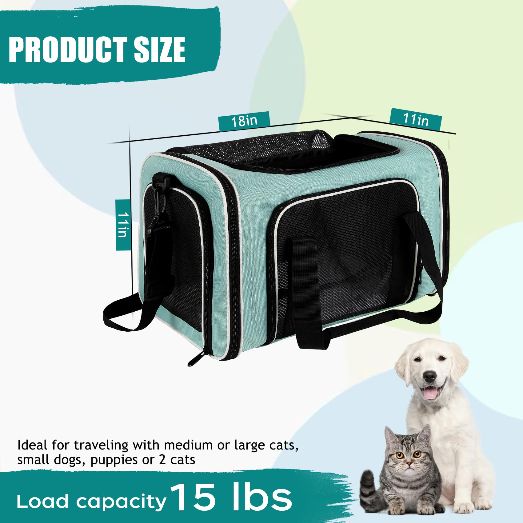 Cat, Dog Carrier For Small Medium Pet Carriers Up To15Lbs, Cat Carrier Soft- Sided Puppy Cat Bag Portable Foldable Airline Appro