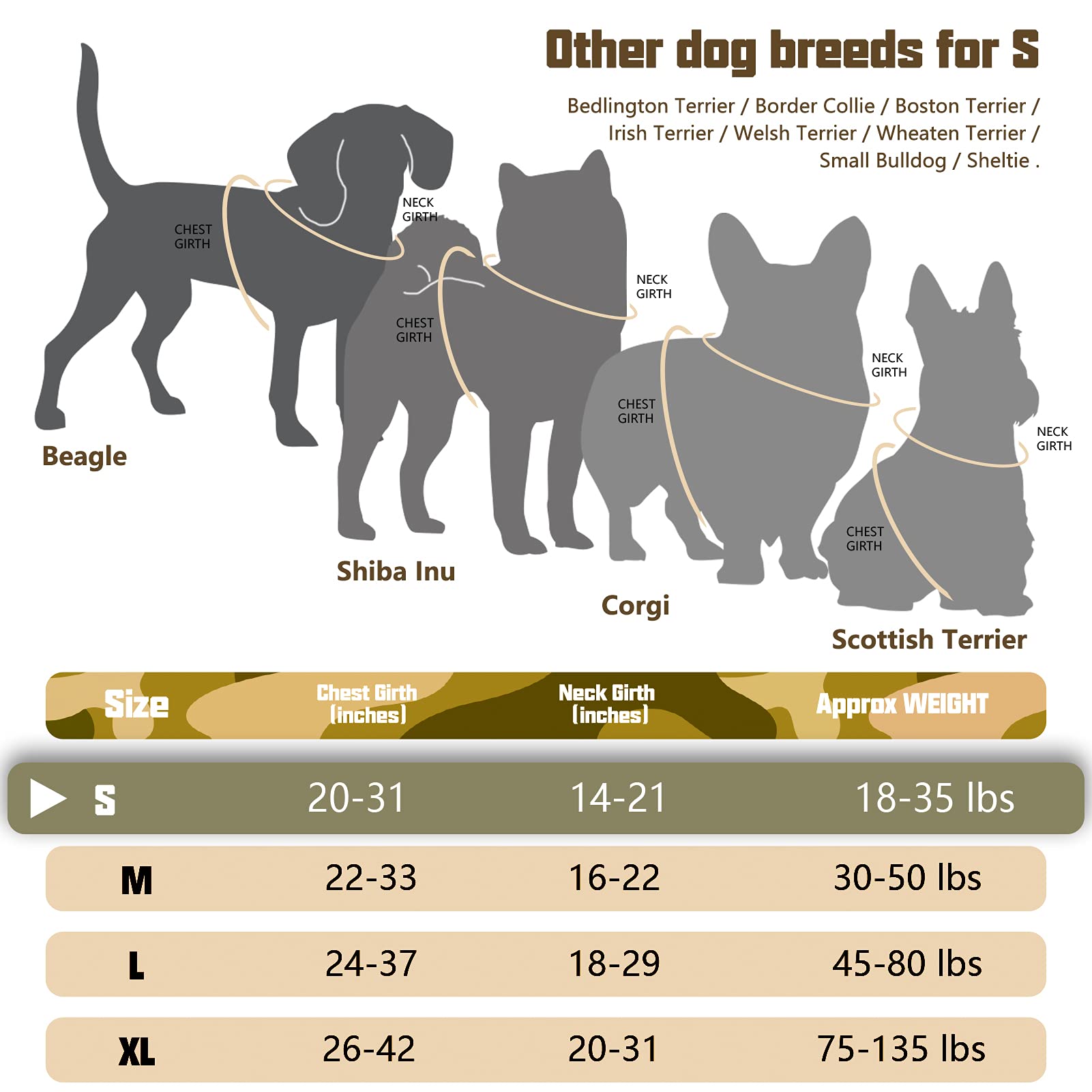 Auroth Tactical Dog Harness For Small Medium Dogs No Pull Adjustable Pet Harness Reflective K9 Working Training Easy Control Pet Vest Military Service Dog Harnesses Desert Camo S