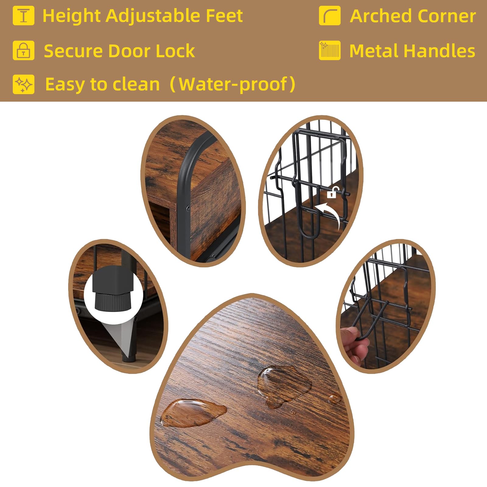 Saudism Small Dog Crate Furniture, Puppy Dog Kennel Indoor, Wood Dog Cage Table with Drawers Storage, Heavy Duty Dog Crate, Jaul