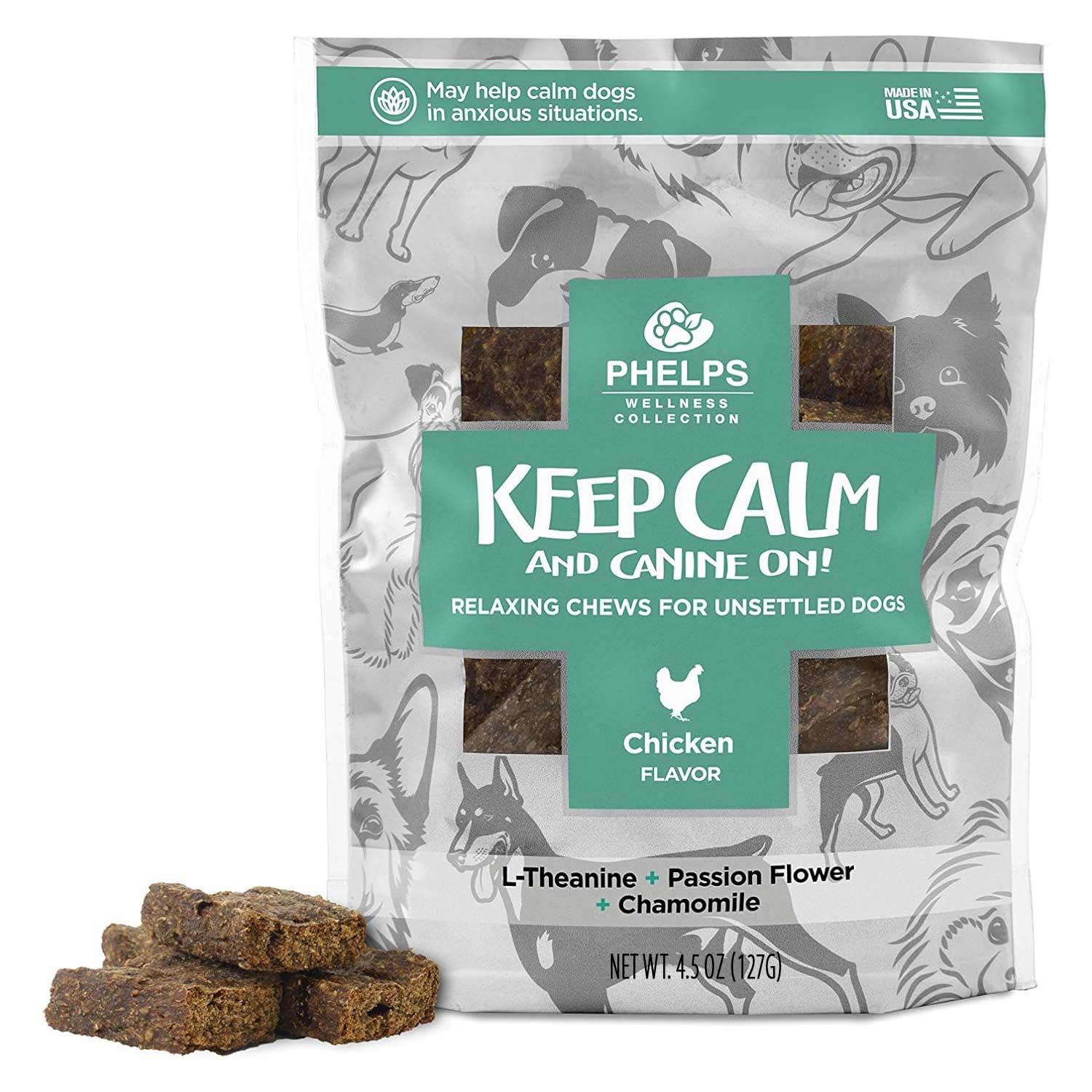 Phelps Wellness Collection Keep Calm & Canine On Chicken Flavor Dog Treats 4.5 oz