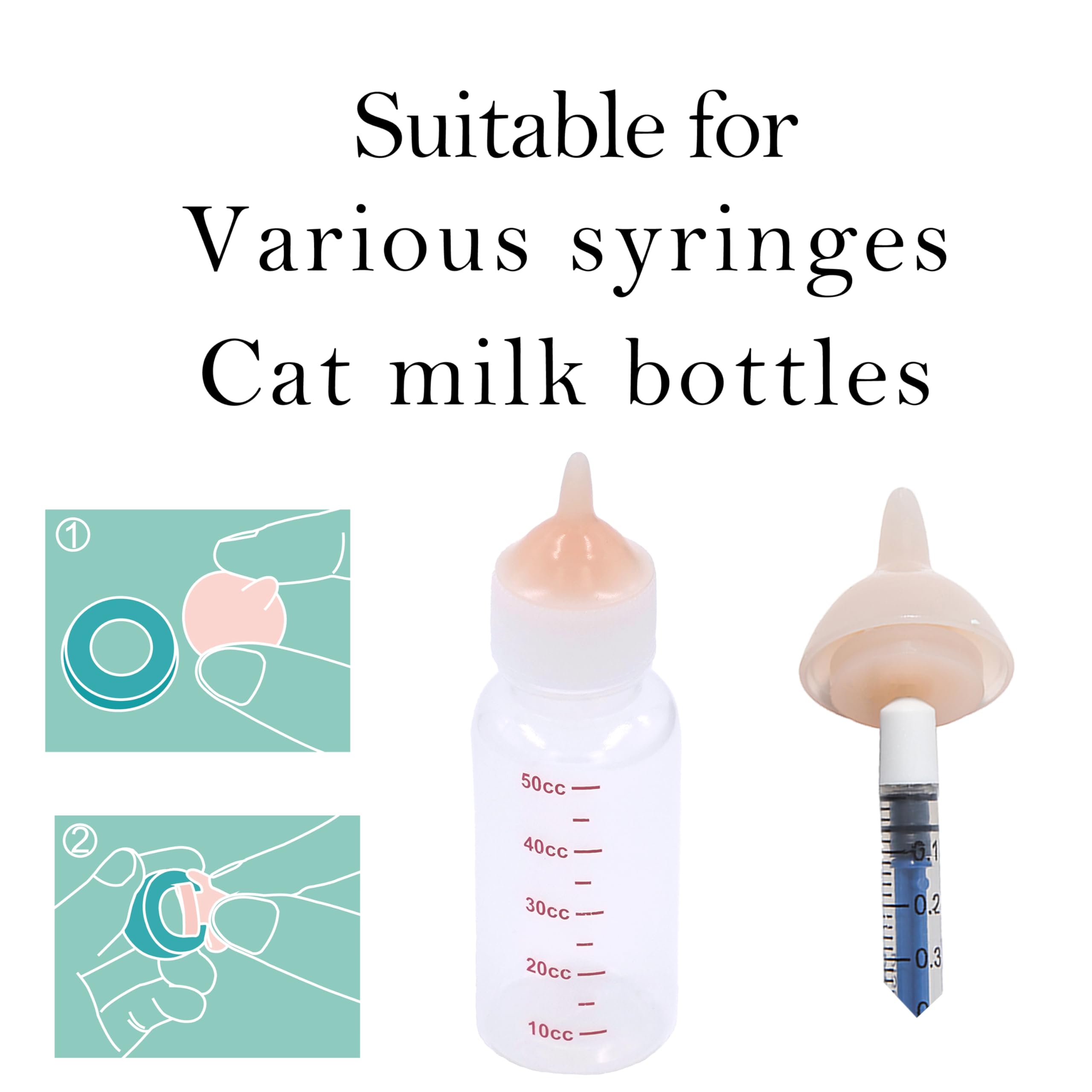 Doggiema Silicone Feeding Nipples And Syringes For Newborn Kittens, Puppies, Small Animals, Rabbits Dongdong Pet