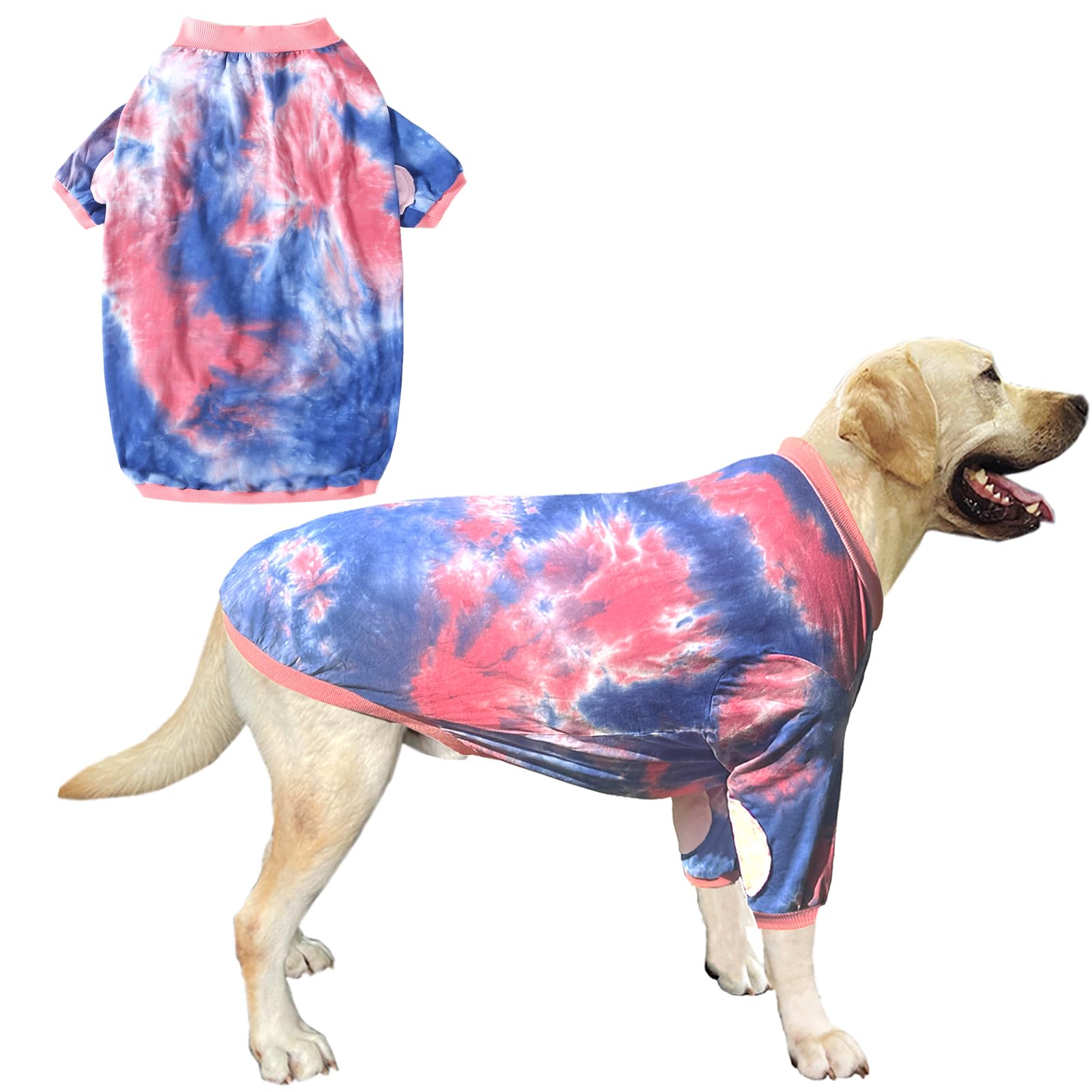 PriPre Dog Cotton Pink Blue T-Shirts Soft and Stretchy Dog Shirt Pajamas Pets Clothes for Extra Large Dogs(3XL PinkBlue)