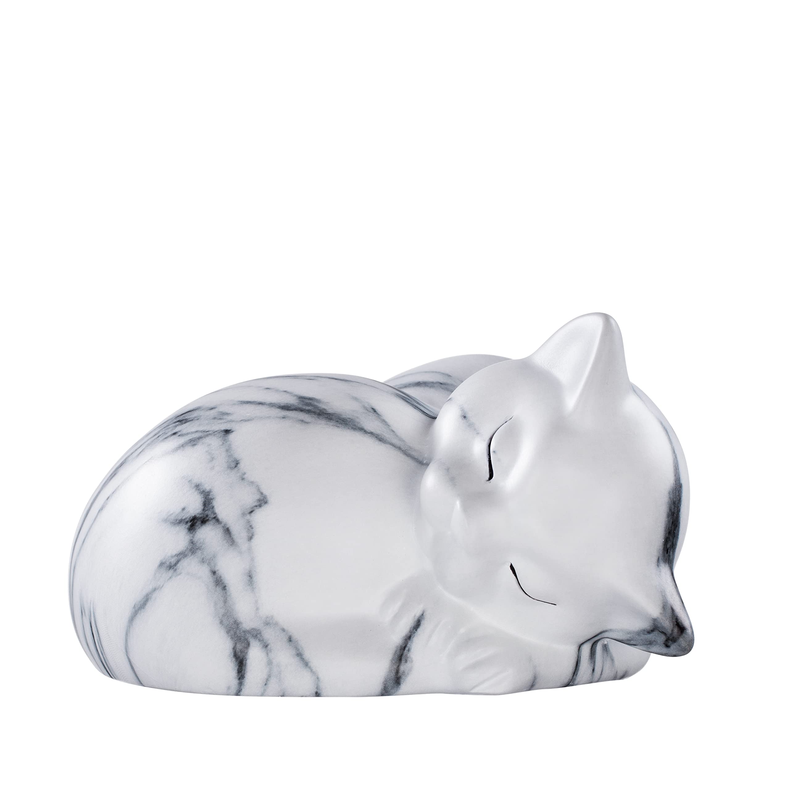 Kriss Art Pet Urns,Sleeping Resin Cremation Cat Urn, Cat Urns For Ashes, Small Animal Urn (White)