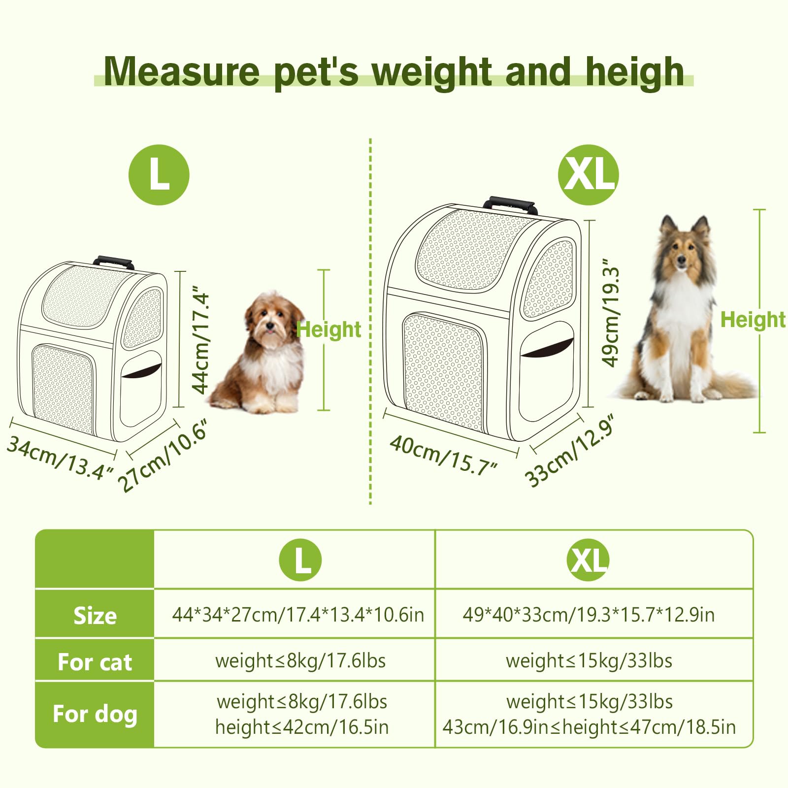 Pecute Pet Carrier Backpack, Cat Backpack Carrier, Expandable with Breathable Mesh for Small Dogs Cats Puppies, Dog Backpack Car