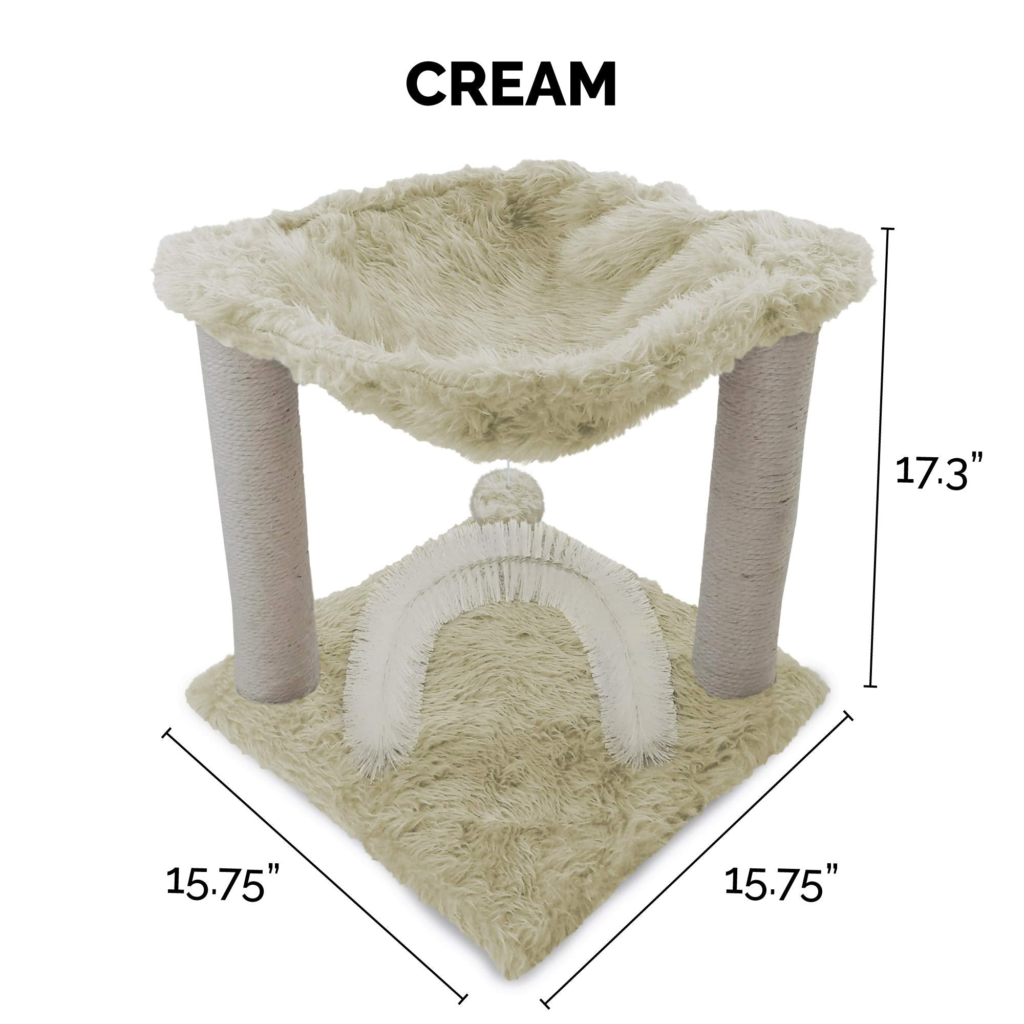 Furhaven 15.75 Tall Playground for Indoor Cats, Ft. Sisal Scratching Posts, Self-Grooming Brush, & Toy - Tiger Tough Hammock Int