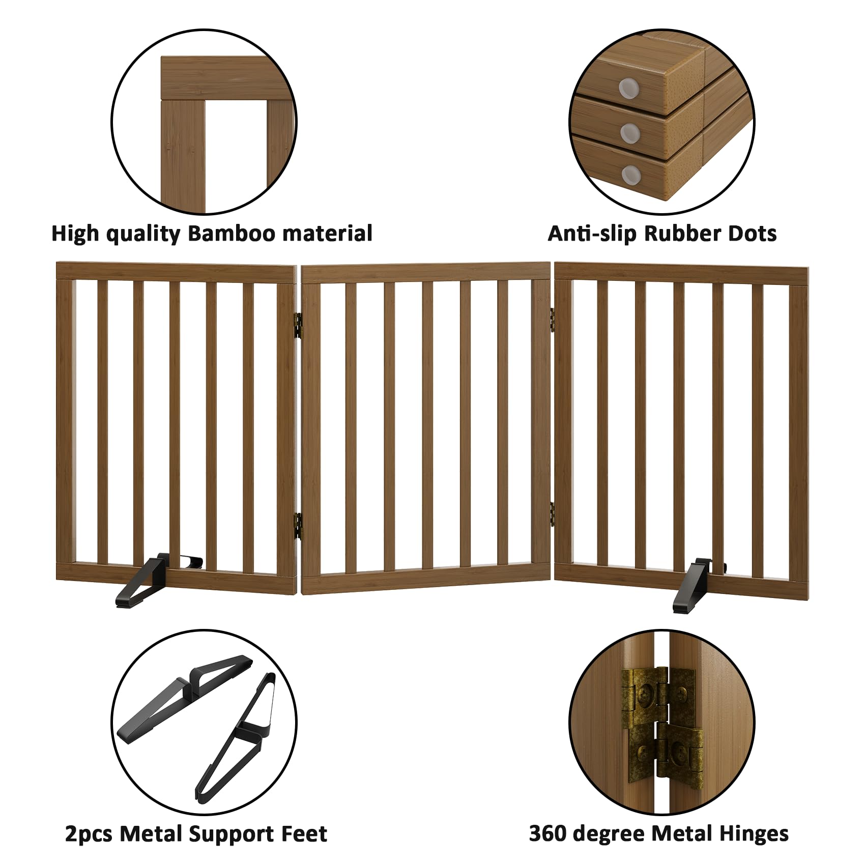 Mino Kesper Dog Gate for Stairs,Foldable Dog Gate for Indoor Doorways House,Freestanding Pet Gates for Dogs,Doogie Puppy Fence G