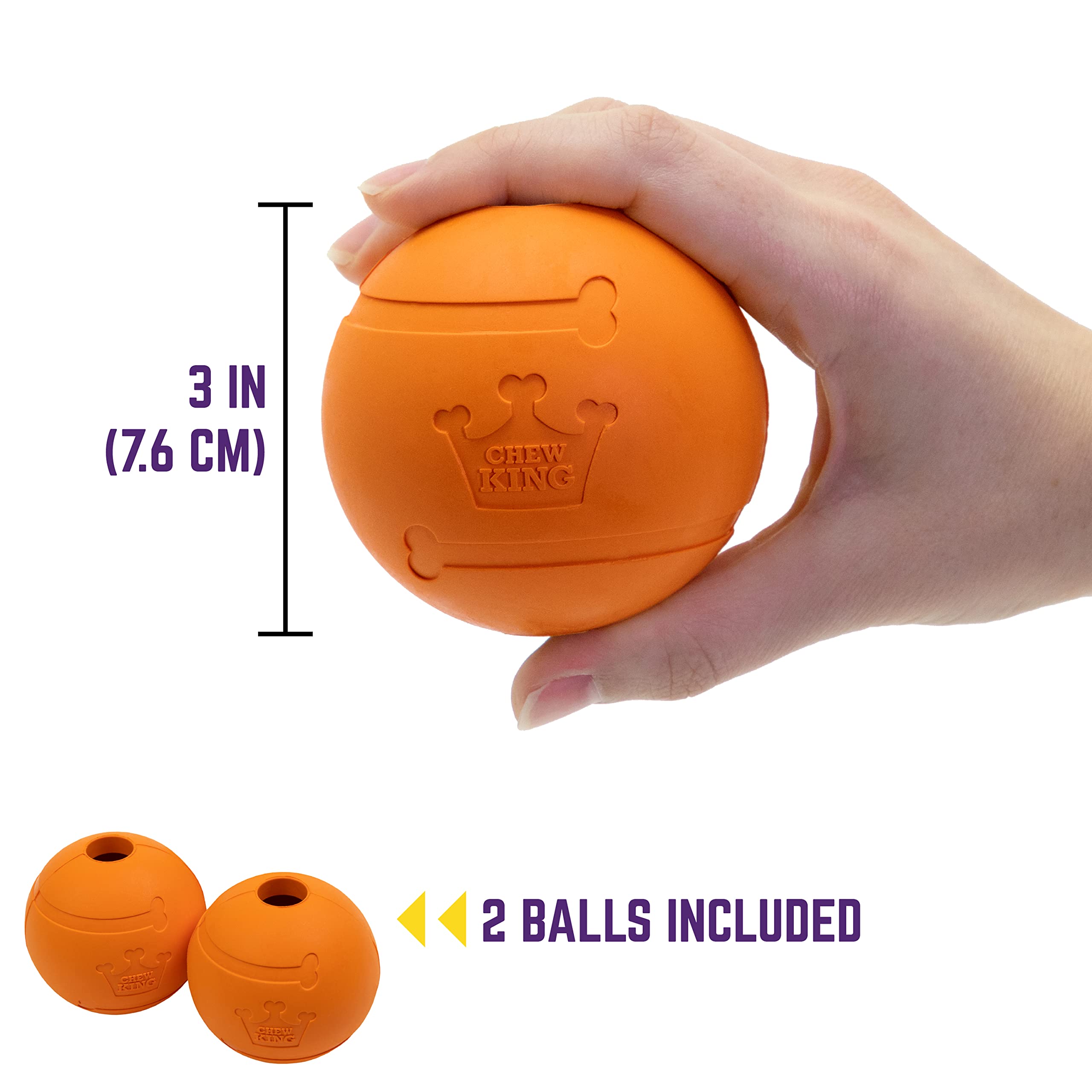 Chew King 3 Inch Bacon Flavor Rubber Balls 2 Pack