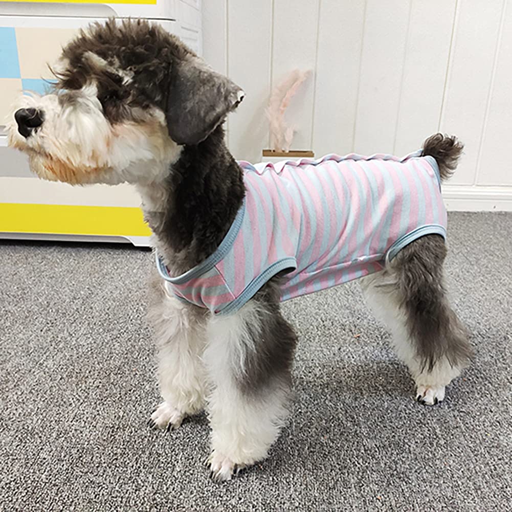 Dog’S Recovery Suit Post Surgery Shirt For Puppy, Wound Protective Clothes For Little Animals(Pink Blue Stripe-Xl)