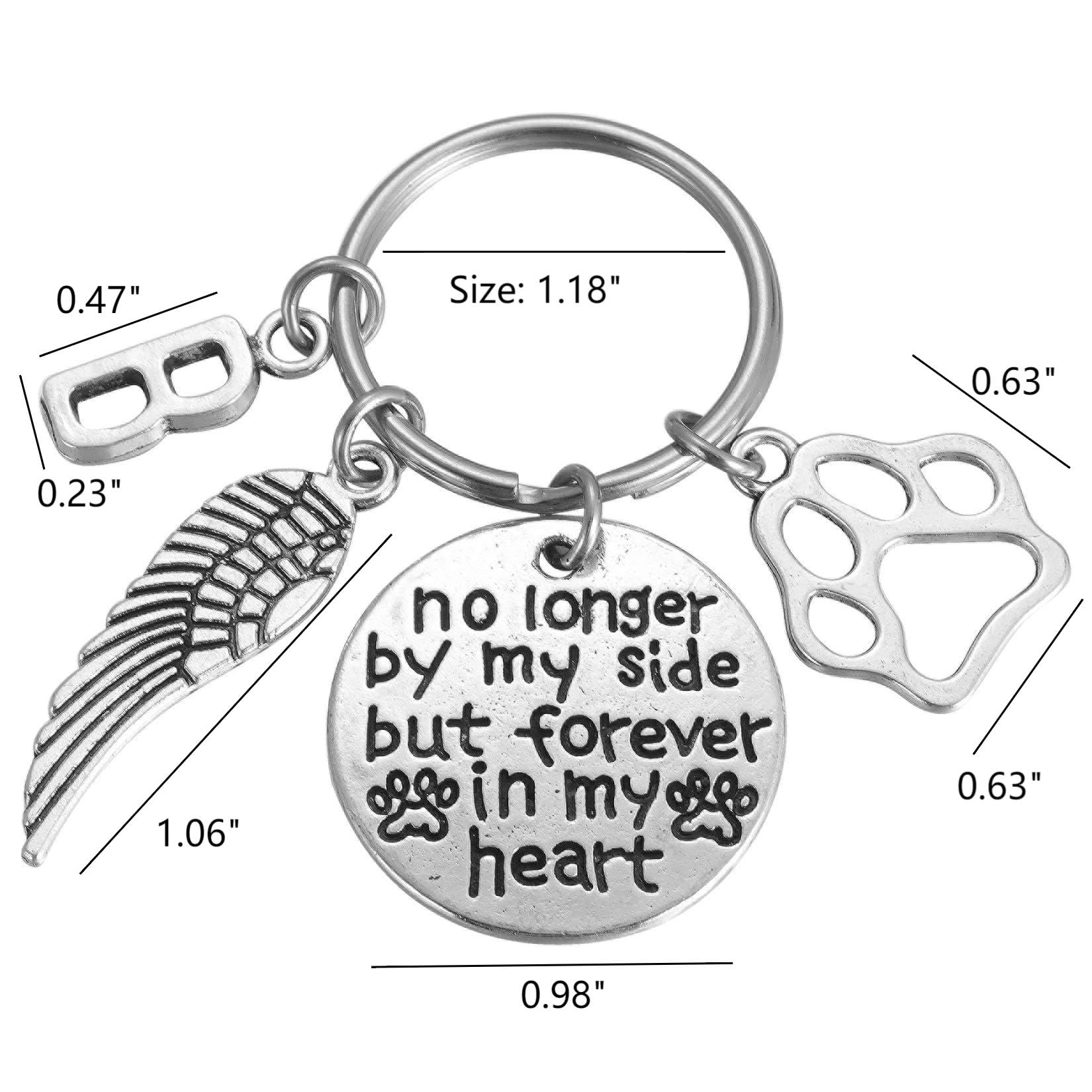 Dog And Cat Memorial Keychain Initial B Paw Prints Sympathy Keyring For Pet Loss Remembrance Gift For A Grieving Pet Owner Little Keepsake For Doggy Puppy Kitty