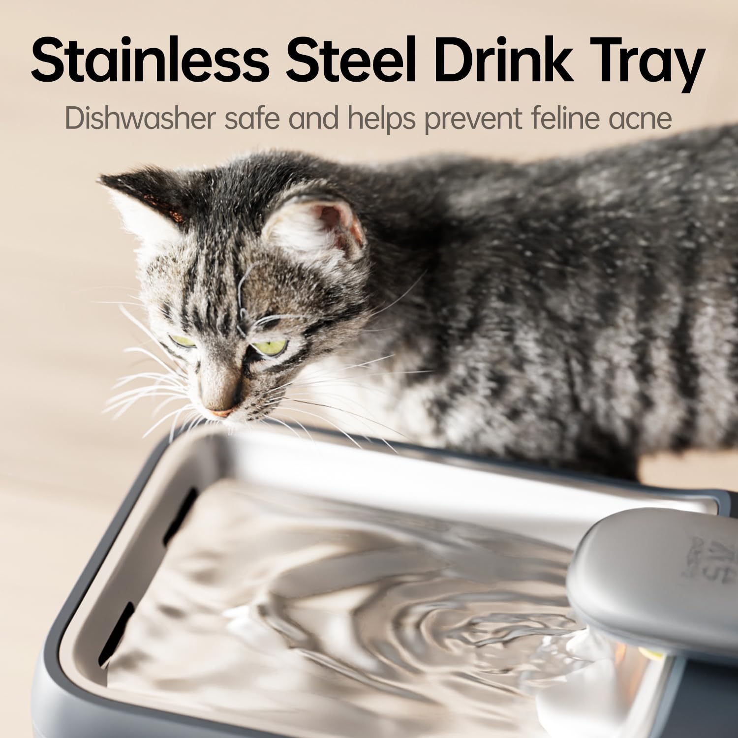 Petsee Automatic Pet Water Fountain 4.5L Large Capacity Stainless Steel Drink Tray Cat Water Dispenser Ultra-Quiet Pump Multi-Fi