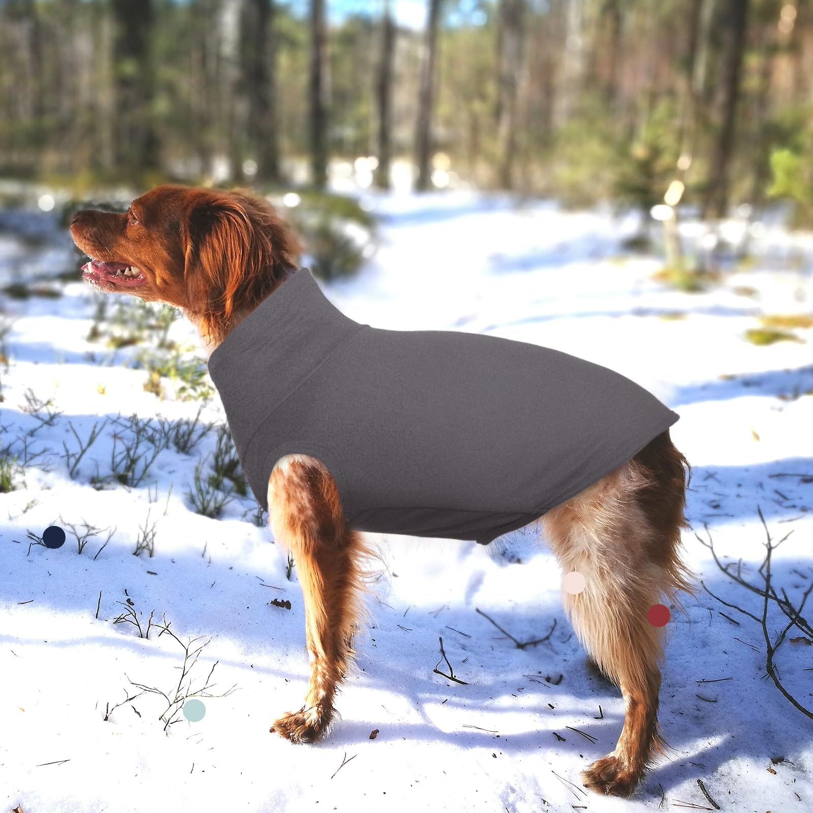 IECOii Medium Dog Sweater,Stretch Fleece Vest Dog Sweater - Grey, Medium,Warm Pullover Dog Fleece Sweater,Turtleneck Dog Sweater