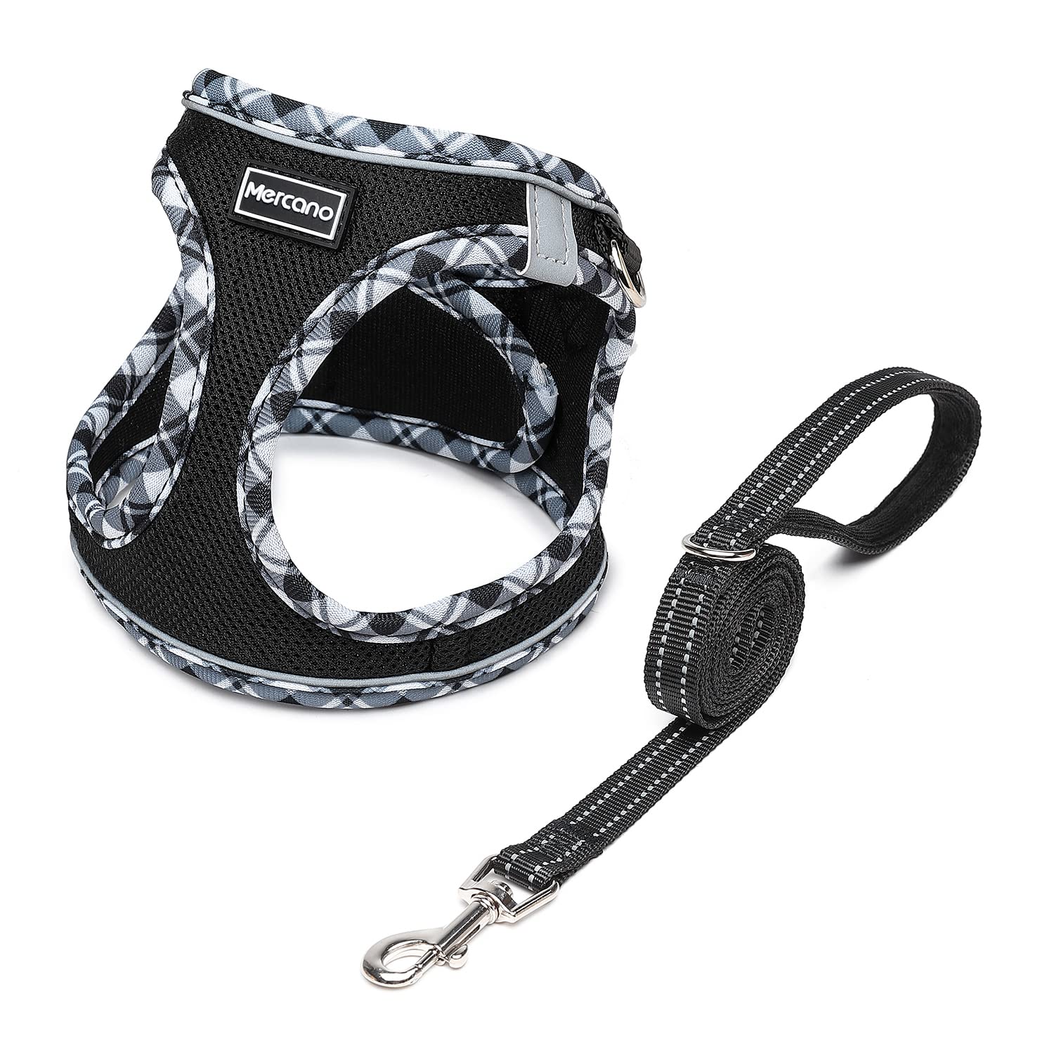 Mercano Soft Mesh Dog Harness and Leash Set, No-Chock Step-in Reflective Breathable Lightweight Escape Proof Vest Harnesses with