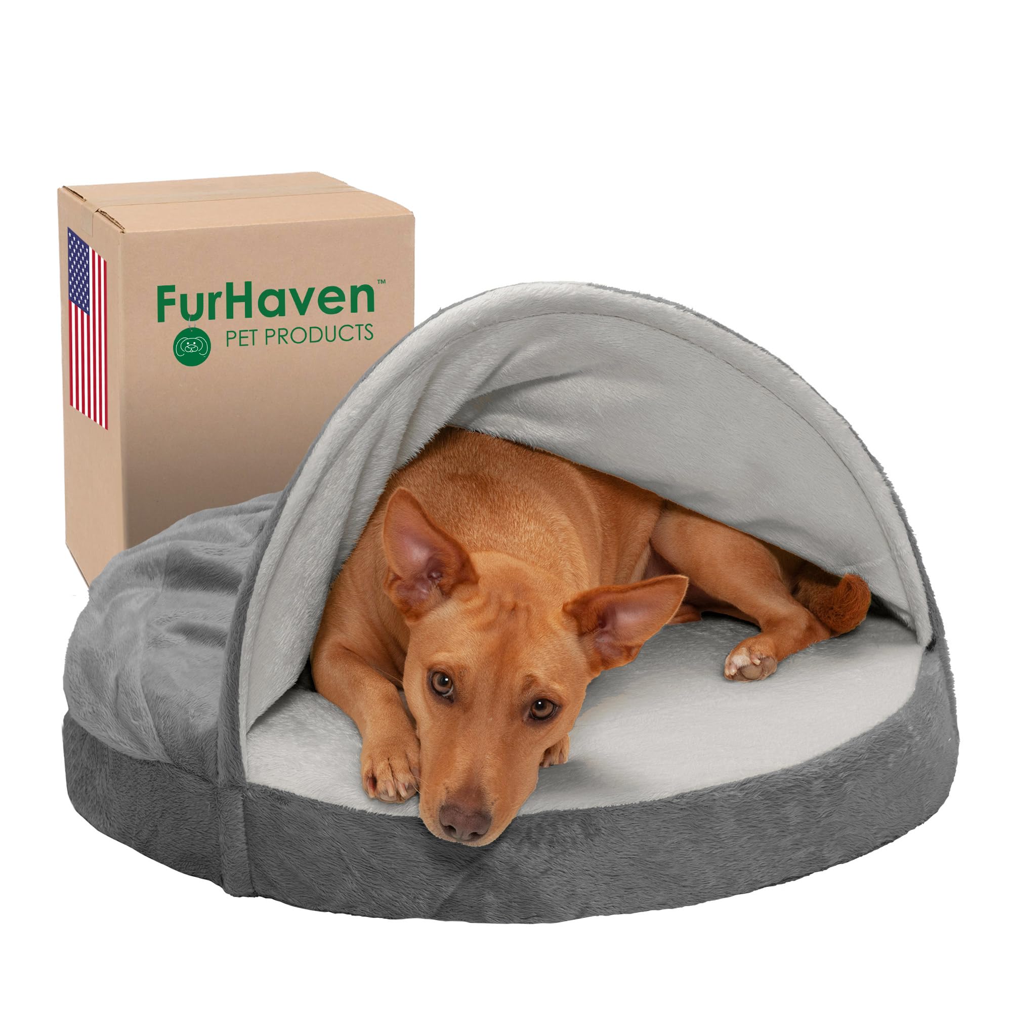 Furhaven 26 Round Memory Foam Dog Bed for Medium/Small Dogs w/ Removable Washable Cover, For Dogs Up to 30 lbs - Microvelvet Snu
