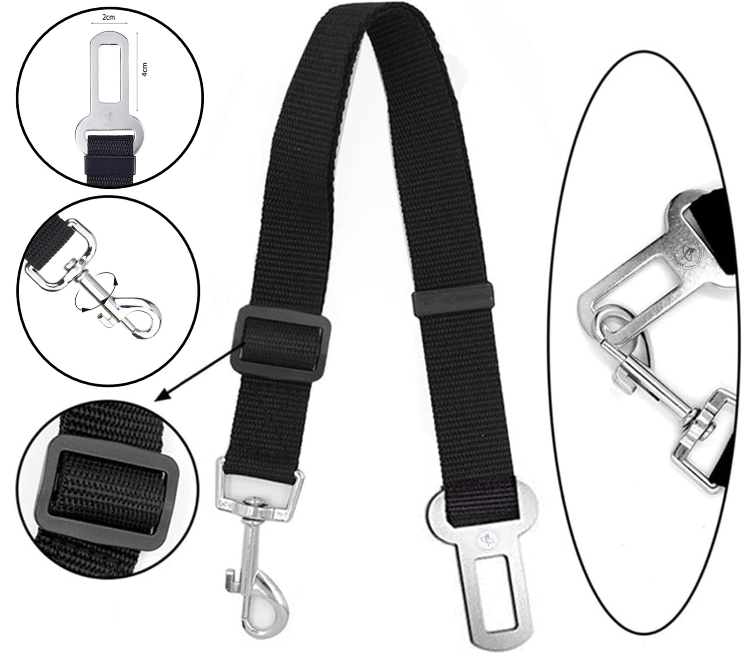 Car Dog Leash - Best Dog Seat Belt (2 Pack) Car Harness Attachment For Dogs - Adjustable Dog Restraints Seatbelts For Cars (17.5