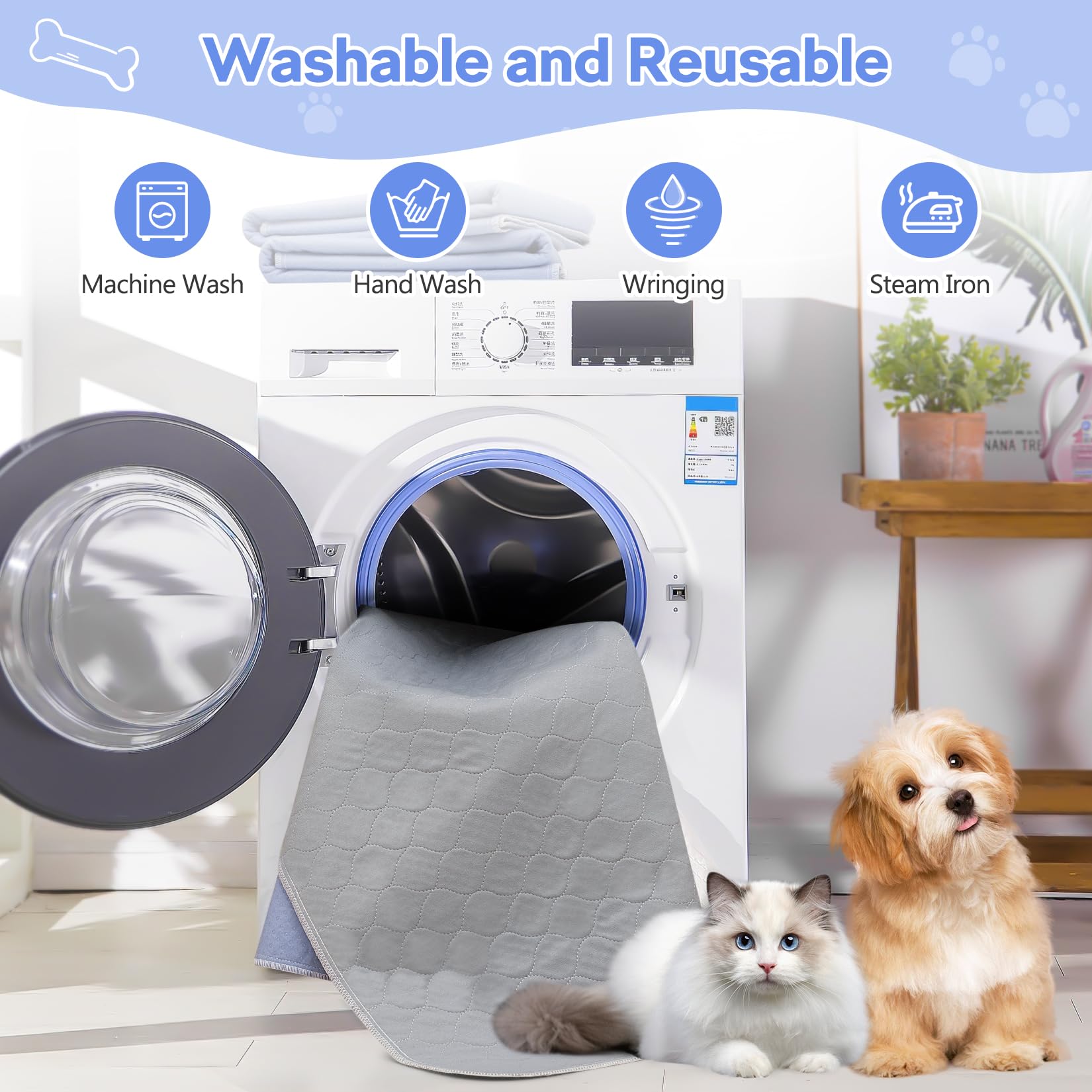 72 x 72 Extra Large Puppy Pads - Waterproof Quick Drying Pee Pads for Dogs, Reusable Pet Training Pads, Anti-Slip Floor Mat for