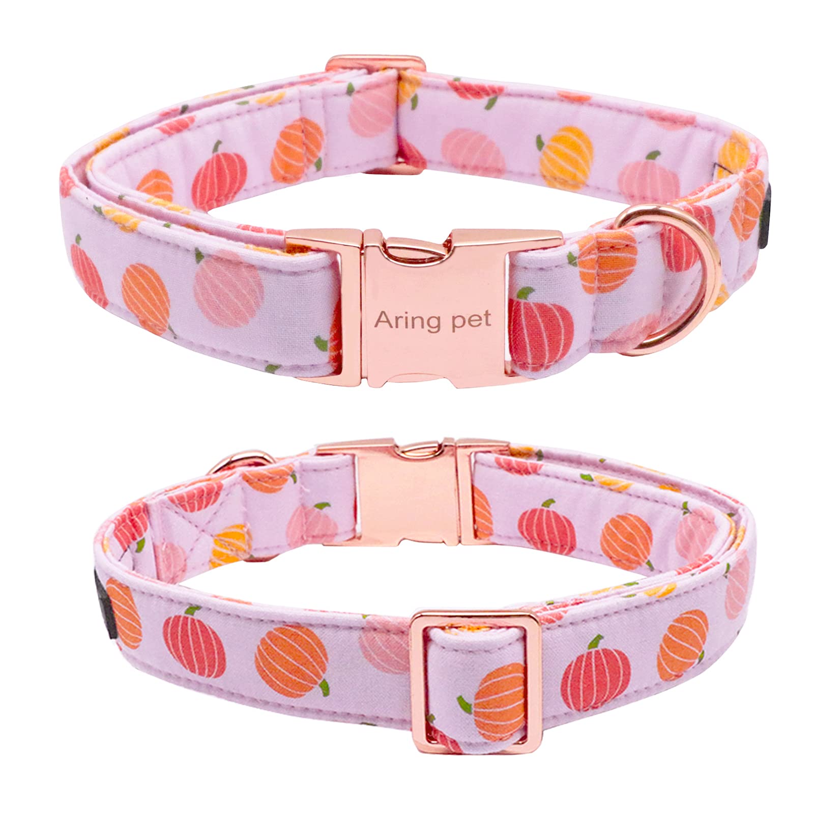 Aring Pet Dog Collar With Flower, Dog Collar With Detachable Flower, Adjustable & Nice Halloween Pink Pumpkin Dog Collar With Metal Buckle