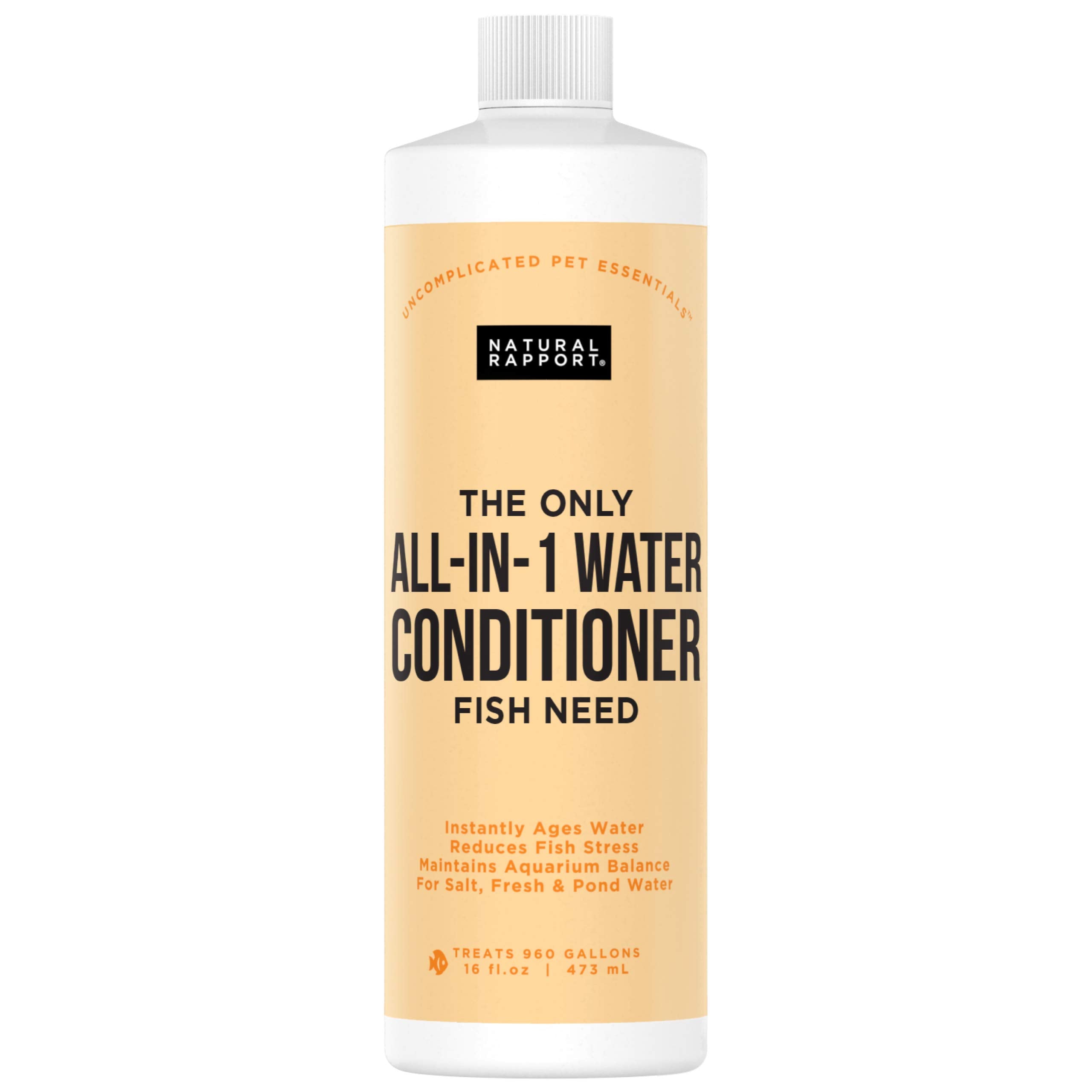 Aquarium Water Conditioner - Naturally Detoxifies and Removes Ammonia, Nitrite, Chlorine, and Chloramine from Saltwater and Fres